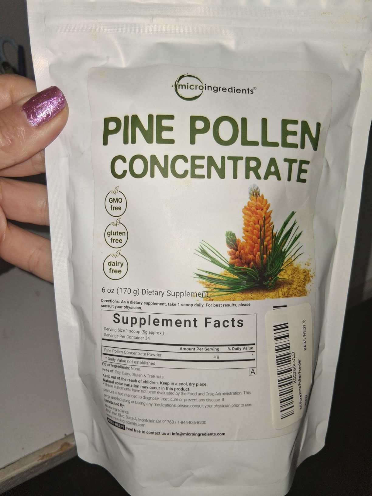 Pure Pine Pollen Powder, 6 Ounce, Wild Harvest and Broken Cell Wall, Supports Immune System Health, Boosts Energy, Antioxidant & Androgenic, No GMOs, Vegan Friendly customer photo 1