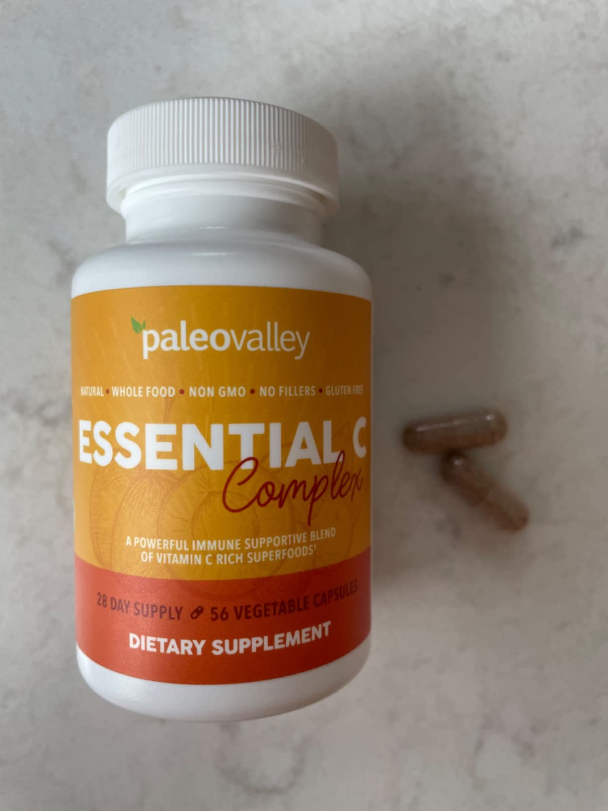 Paleovalley Essential C Complex - Vitamin C Supplement for Immune Support - 1 Pack, 450mg - Organic Superfoods Unripe Acerola Cherry, Camu Camu, Amla Berry - No Synthetic Ascorbic Acid - USA Made customer photo 1
