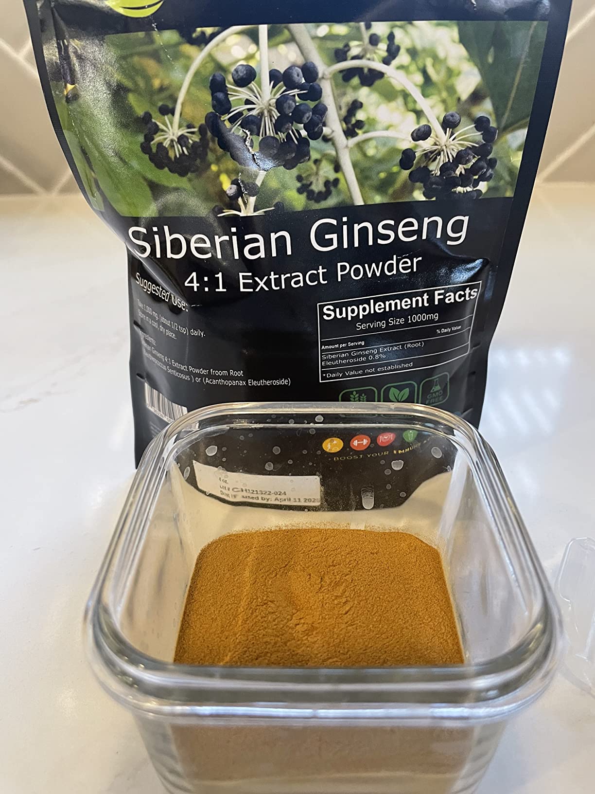 Go Nutra Siberian Ginseng - Eleuthero Root Powder | 4:1 Extract 4X Times Stronger | Supports Energy & Stamina | Natural & Adaptogenic | Eleutherococcus Senticosus | Non-GMO | 1lb (16 Ounce) customer photo 1
