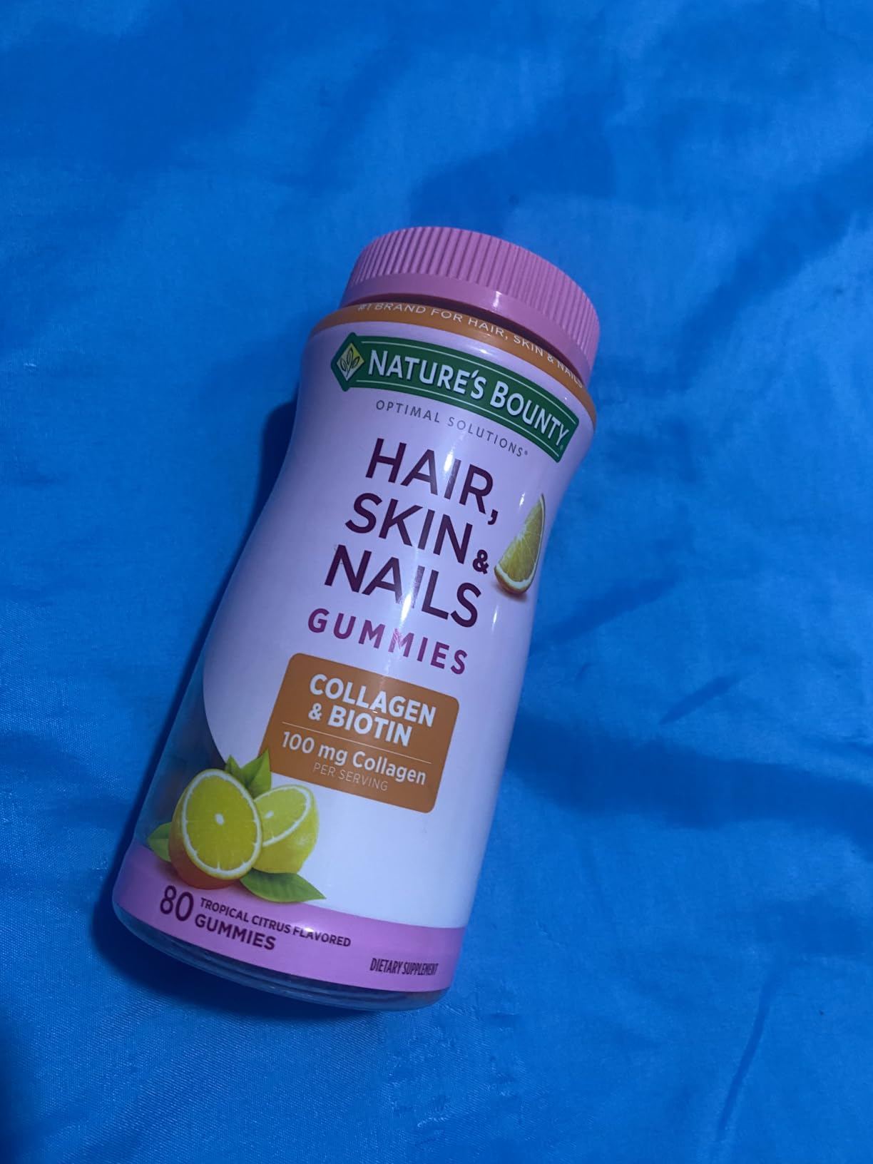 Nature's Bounty Optimal Solutions Hair, Skin & Nails with Biotin and Collagen, Citrus-Flavored Gummies Vitamin Supplement, 2500 mcg, 80 Ct, 40 Total Servings customer photo 2