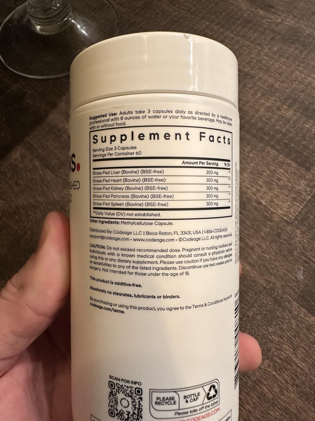 Codeage Grass Fed Beef Organs Supplement - Glandulars Supplements - Freeze Dried, Non-Defatted, Desiccated Liver, Heart, Kidney, Pancreas & Spleen Bovine Pills - Beef Vitamins - Non-GMO -180 Capsules customer photo 1