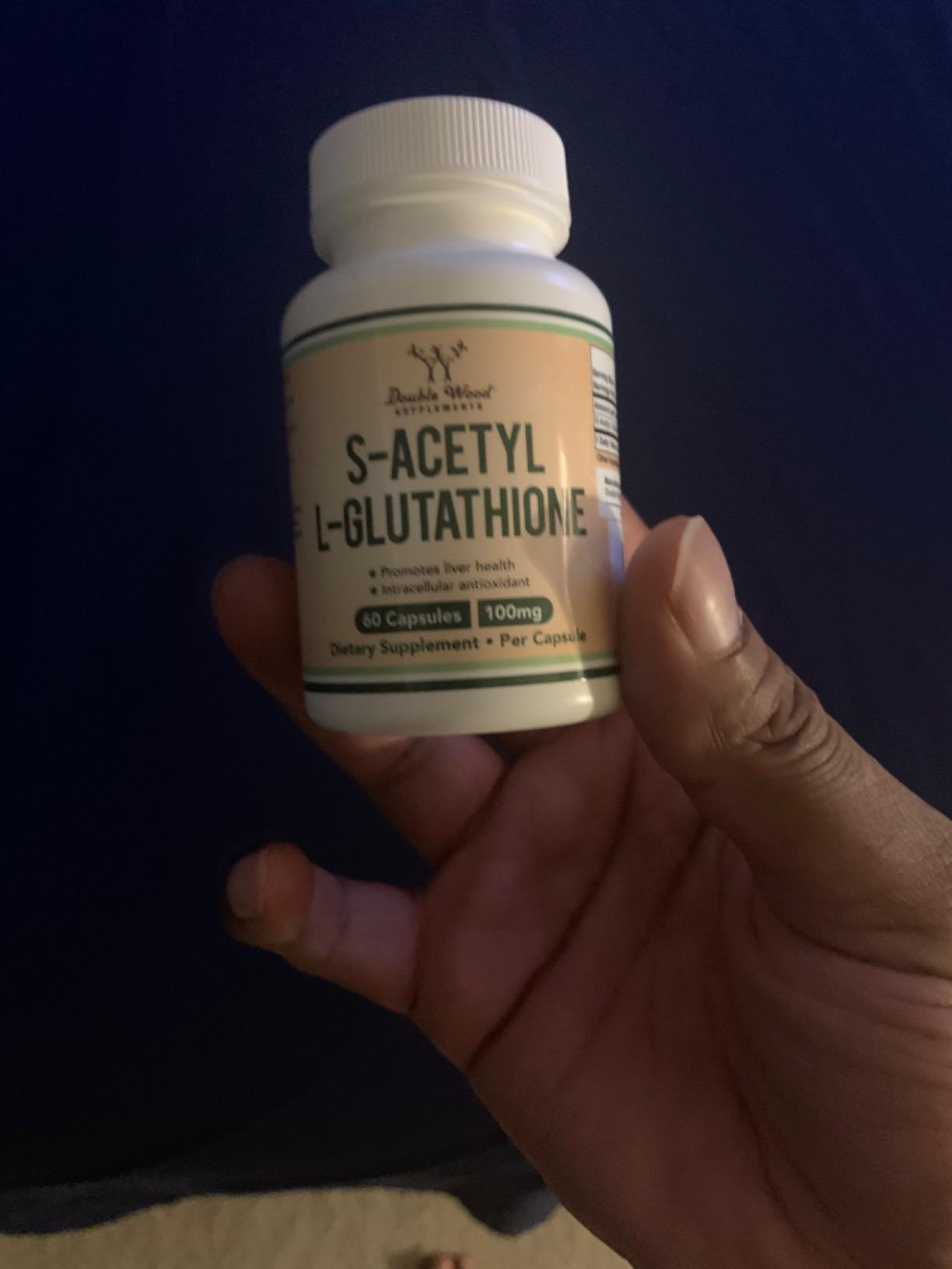 S-Acetyl L-Glutathione Capsules - 100mg, 60 Count (Acetylated Glutathione Antioxidant - More Absorbable Than Glutathione and Liposomal Glutathione, Non-GMO and Gluten Free) by Double Wood customer photo 1