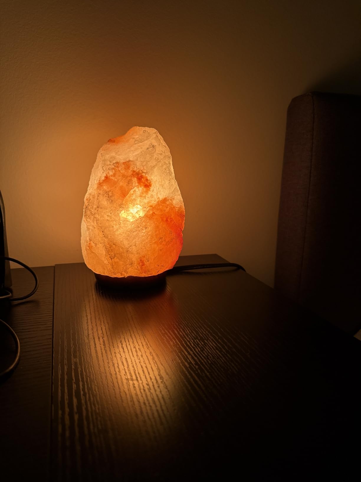 7 Inch Himalayan Salt Lamp with Dimmer Cord - Night Light Natural Crystal Rock Classic Wood Base Authentic from Pakistan customer photo 2
