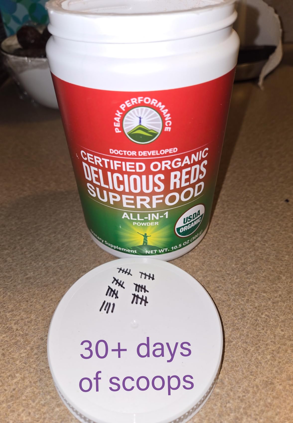 Peak Performance Organic Reds Superfood Powder, Best Tasting Red Juice Super Food w/ 25+ All Natural Ingredients & Polyphenols, Vital for Max Energy and Detox - Raspberry, Elderberry, Beetroot customer photo 2