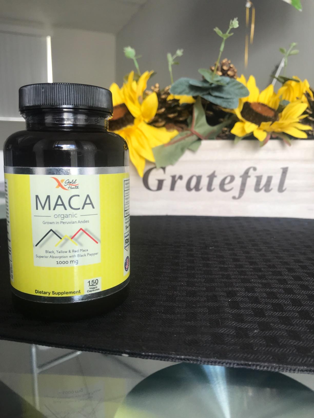 X Gold Health Maca Root 1500mg for Energy & Libido - Organic Peruvian Black, Red & Yellow Maca Blend - Hormone Balance & Vitality Support for Men & Women - Vegan, Non-GMO, 150 Capsules customer photo 1