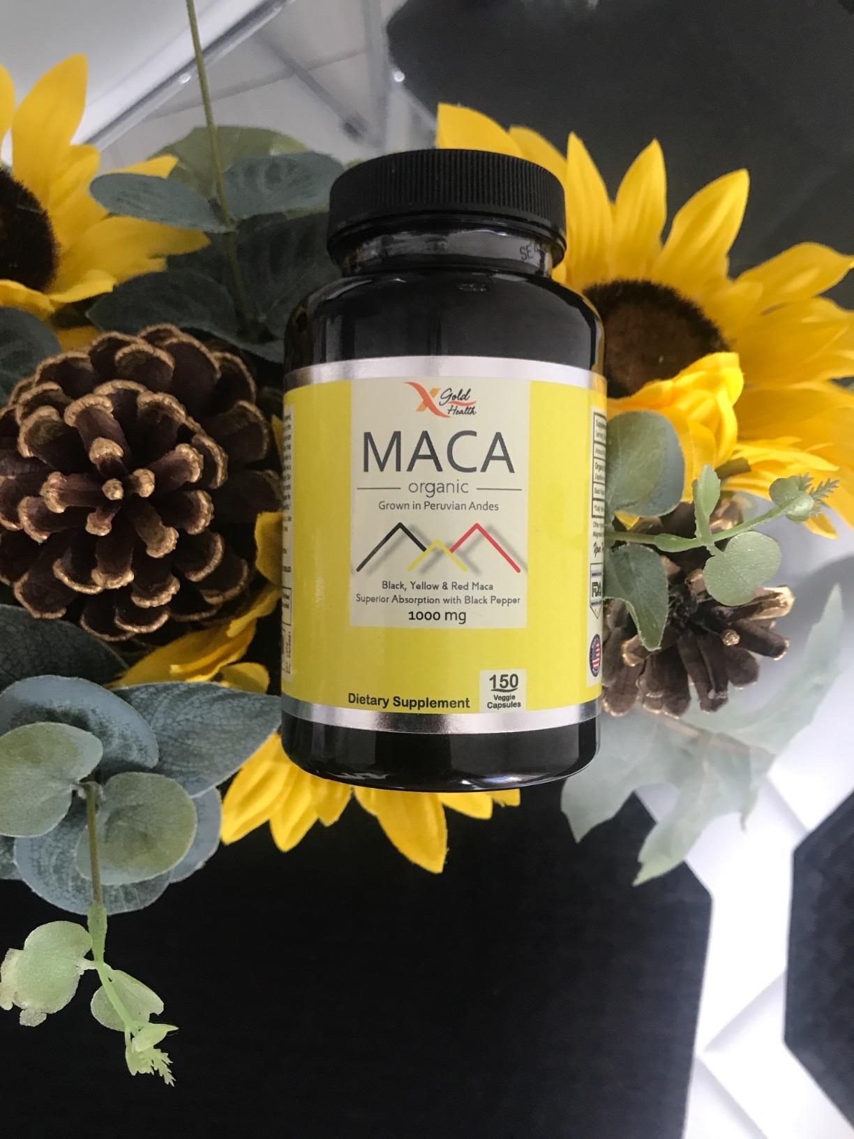 X Gold Health Maca Root 1500mg for Energy & Libido - Organic Peruvian Black, Red & Yellow Maca Blend - Hormone Balance & Vitality Support for Men & Women - Vegan, Non-GMO, 150 Capsules customer photo 2