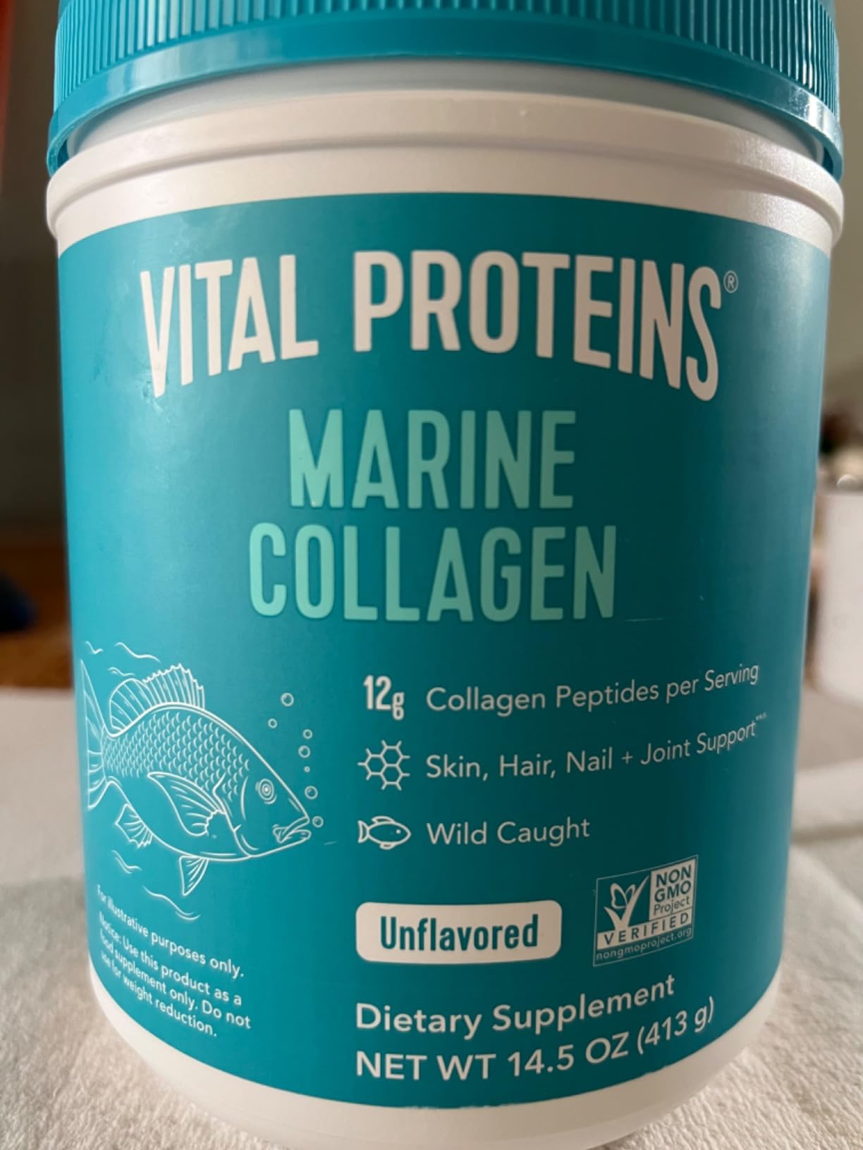 Vital Proteins Marine Collagen Peptides Powder Supplement for Skin Hair Nail Joint - Hydrolyzed Collagen - 12g per Serving - 7.8 oz Canister customer photo 1