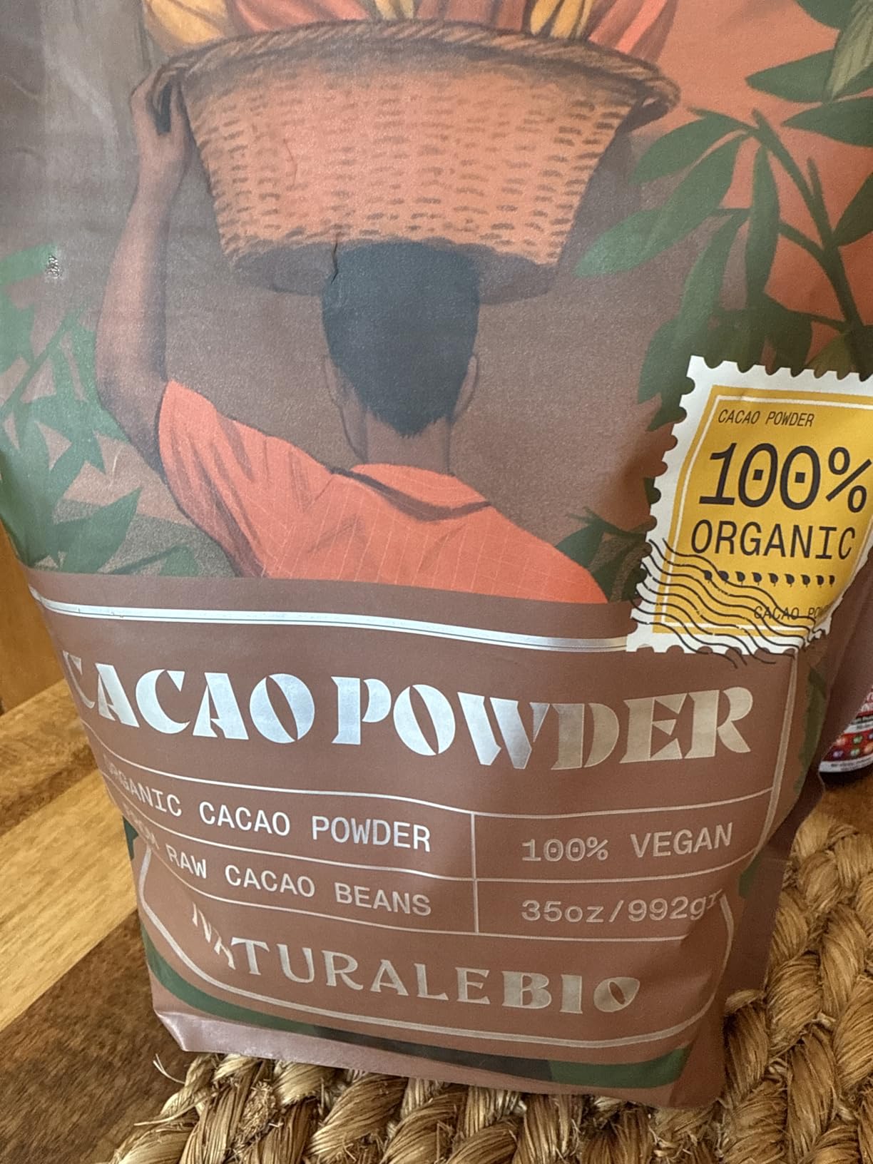 NaturaleBio Cacao Powder Organic 35oz. Unsweetened, Non-Alkalized and Pure. Cocoa Powder Substitute with Rich Dark Chocolate Flavor. Non-GMO, Gluten Free, Tested for Heavy Metals. From Raw Cacao Beans customer photo 2