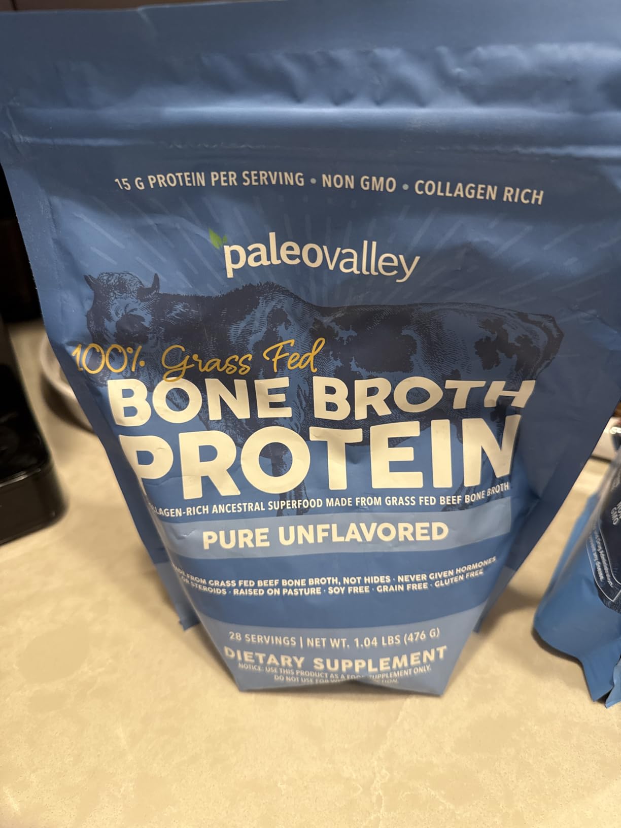 Paleovalley 100% Grass Fed Beef Bone Broth Protein Powder - Rich in Collagen Peptides for Hair, Skin, Gut Health, Bone and Joint Support - 15g Protein Per Serving - No Gluten or GMOs customer photo 1