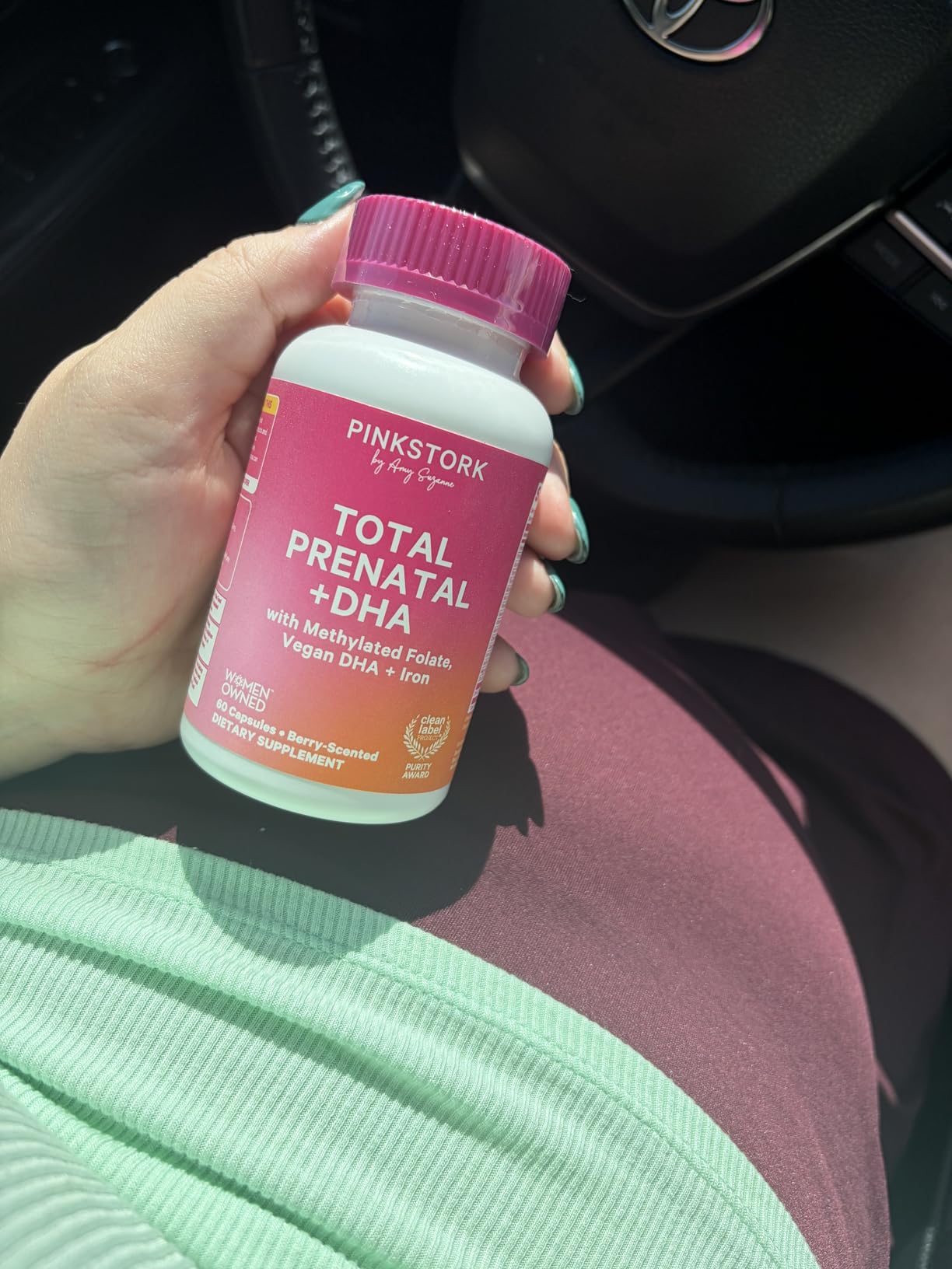 Pink Stork Total Prenatal Vitamins | Vegan DHA, Methylfolate, Iron, Choline, Vitamin B12 | No Fishy Burps | Support Fetal Development | Pregnancy Essentials | Clean Label Award | 60 Capsules, Berry customer photo 2