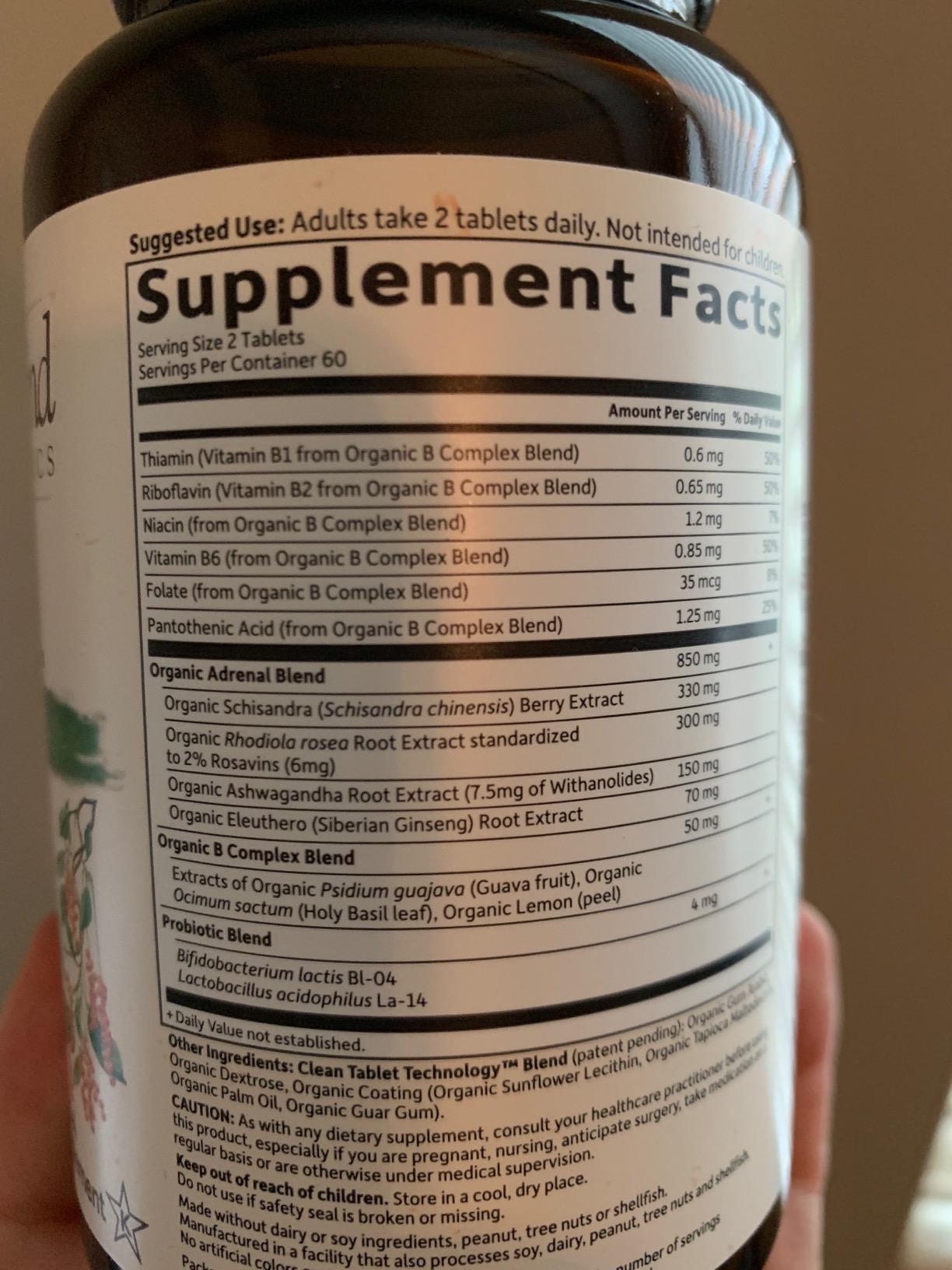 Garden of Life Organics Adrenal Daily Balance, Adaptogenic Herbs Ashwagandha, Holy Basil, B Complex & Probiotics, Organic Non-GMO, Vegan, Gluten Free Supplement, Two Month Supply, 120 Tablets customer photo 2