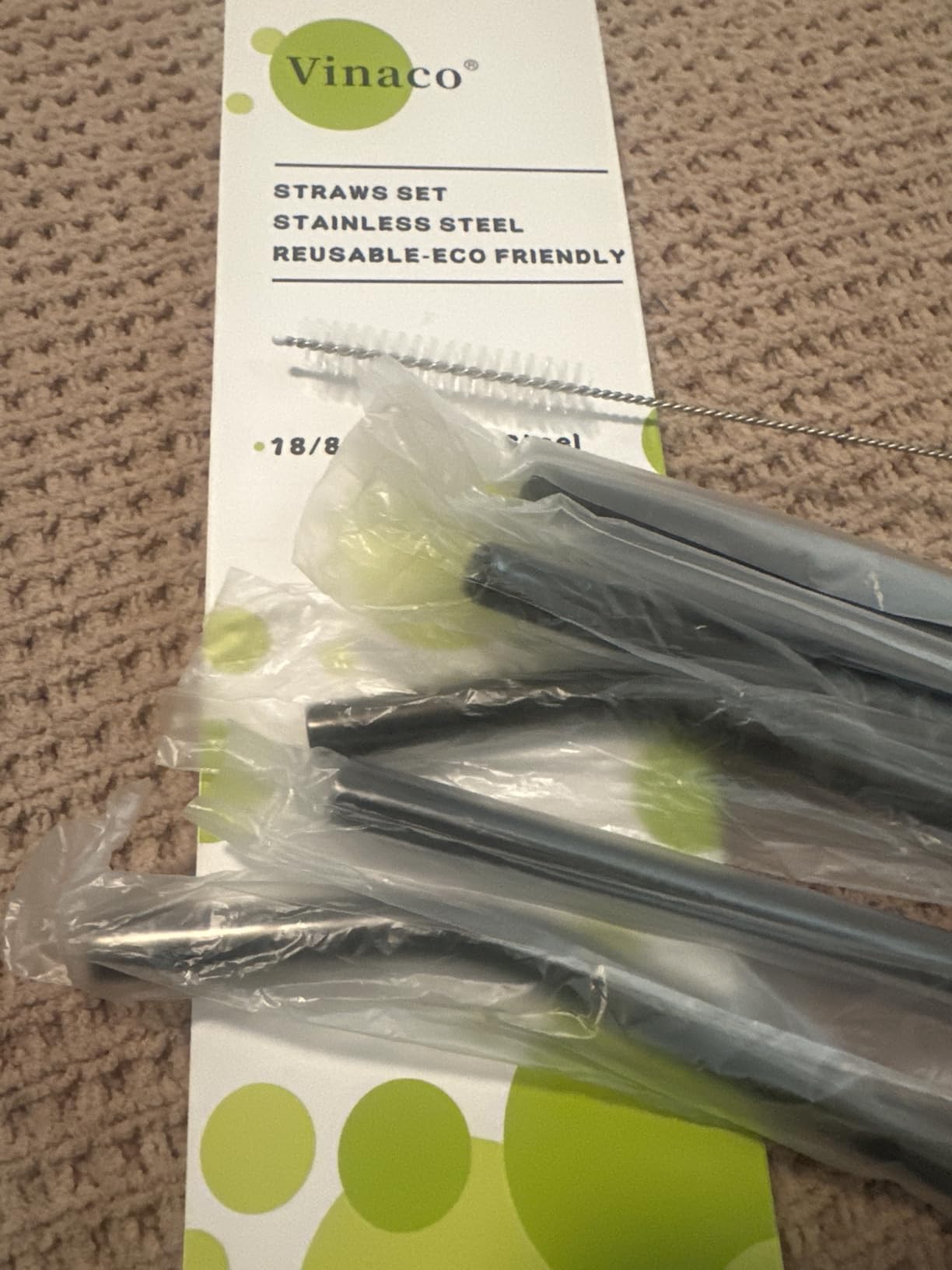 Vinaco Stainless Steel Smoothie Straws, 0.4'' Extra Wide Reusable Metal Drinking Straws for Milkshake, Smoothie, Beverage, Set of 4 with 1 Cleaning Brush customer photo 2