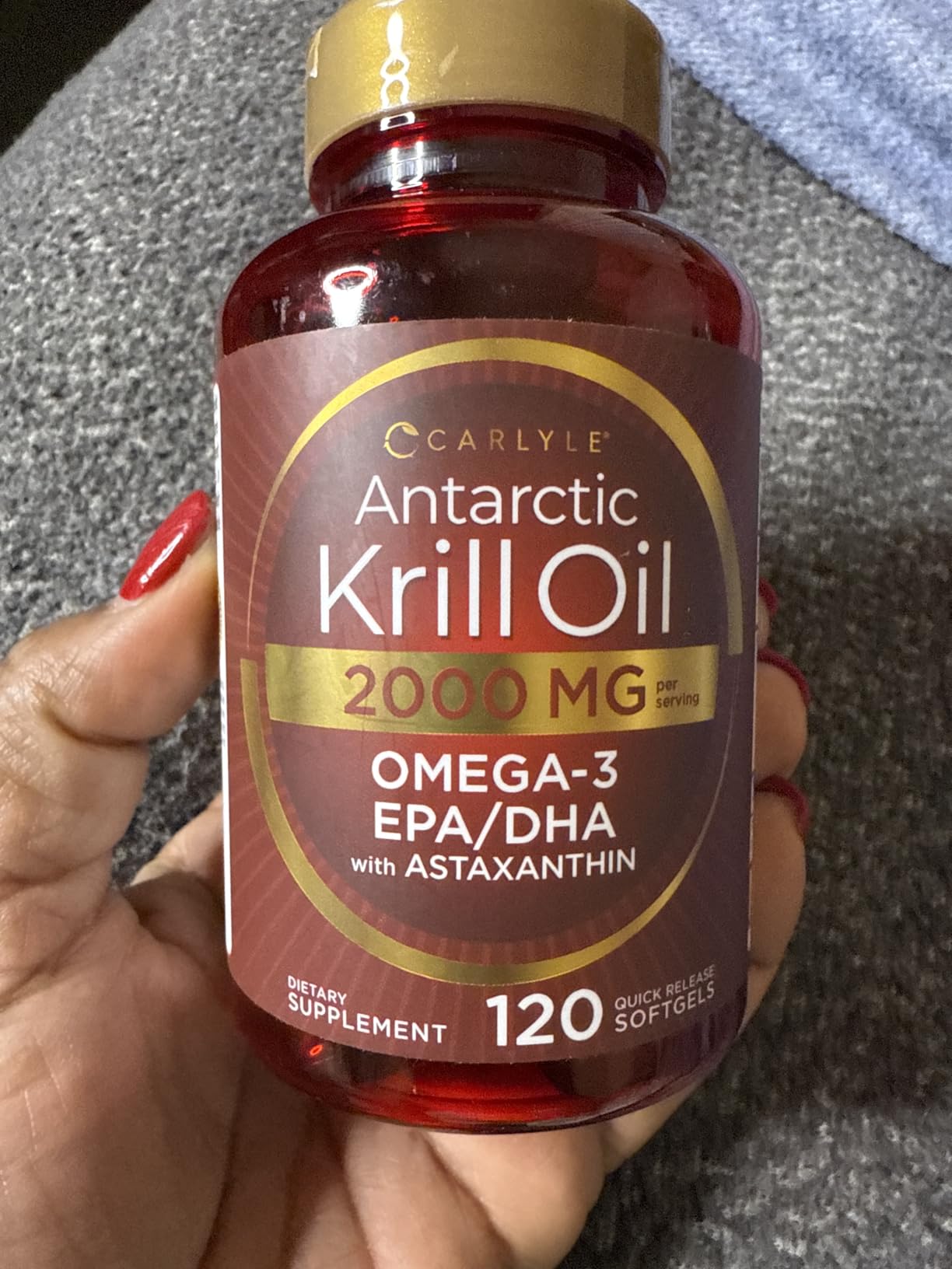 Carlyle Antarctic Krill Oil 2000mg | 120 Softgels | Omega-3 EPA, DHA, with Astaxanthin Supplement Sourced from Red Krill | Maximum Strength | Laboratory Tested customer photo 2