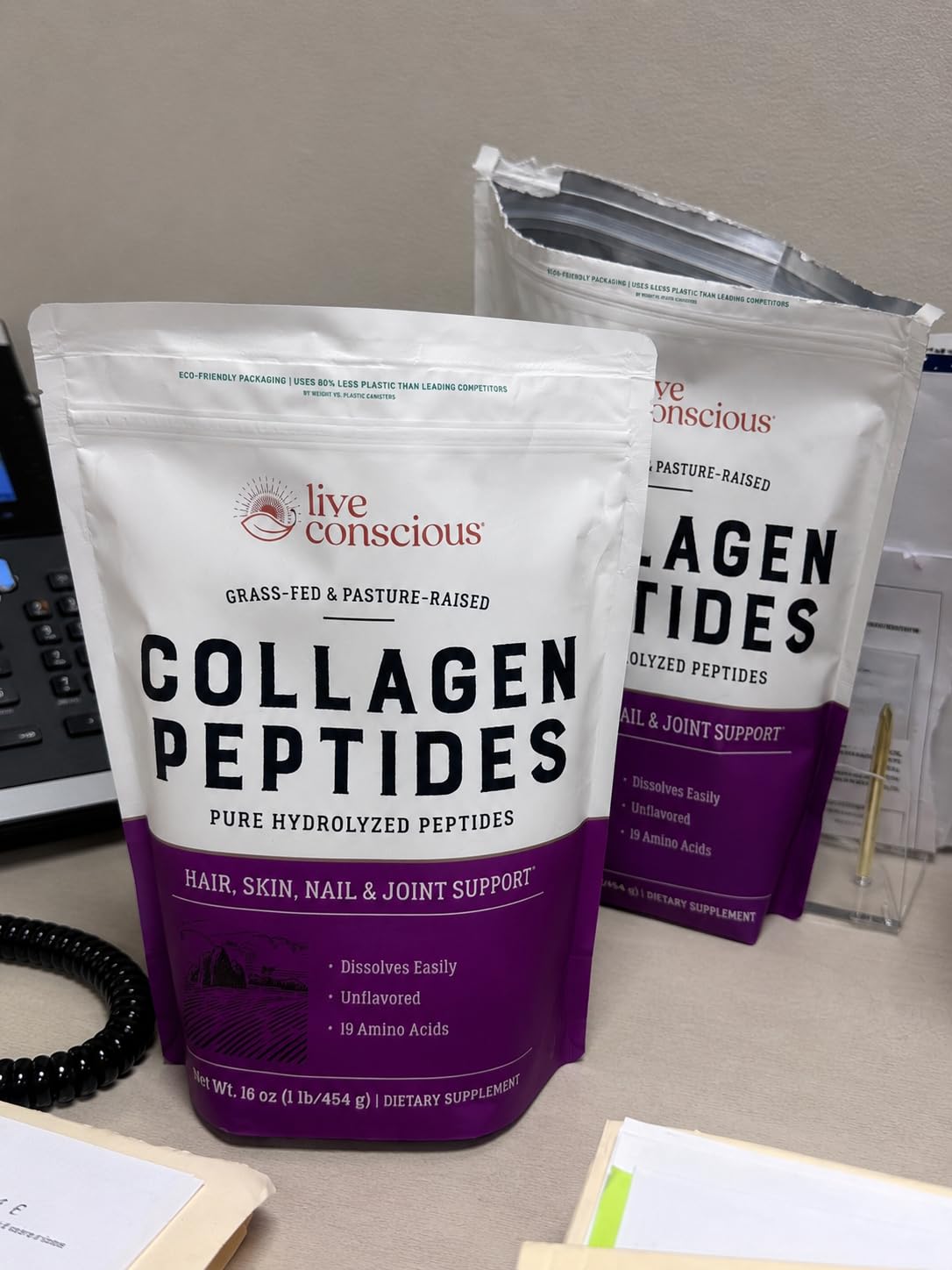 Live Conscious Collagen Peptides Powder - Naturally-Sourced Hydrolyzed Collagen Powder - Hair, Skin, Nail, and Joint Support - Type I & III Grass-Fed Collagen Supplements for Women and Men - 16oz customer photo 2