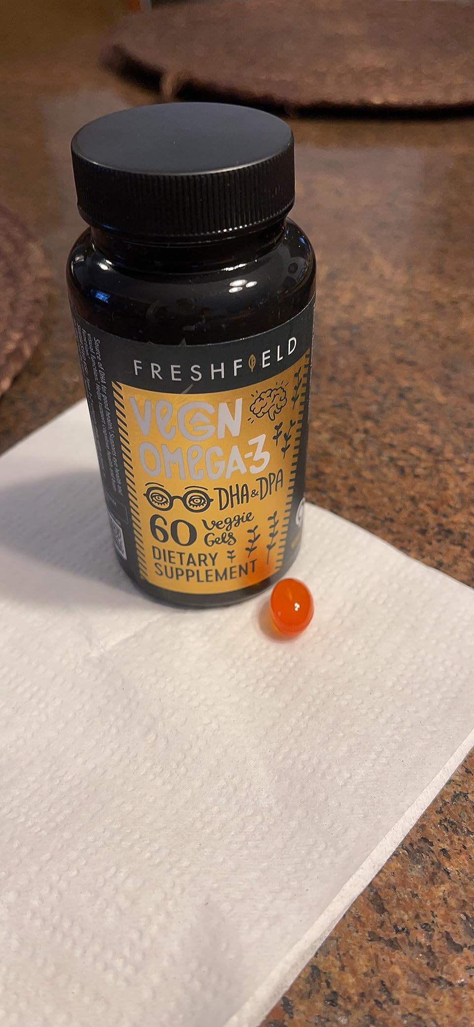 Freshfield Vegan Omega 3, Algae (Algal) Oil, Fish Oil Free Company, Third Party Tested, Carrageenan Free, DHA Supplement w/DPA, Plant Based Omega. Supports Heart, Brain, Joint Health customer photo 1