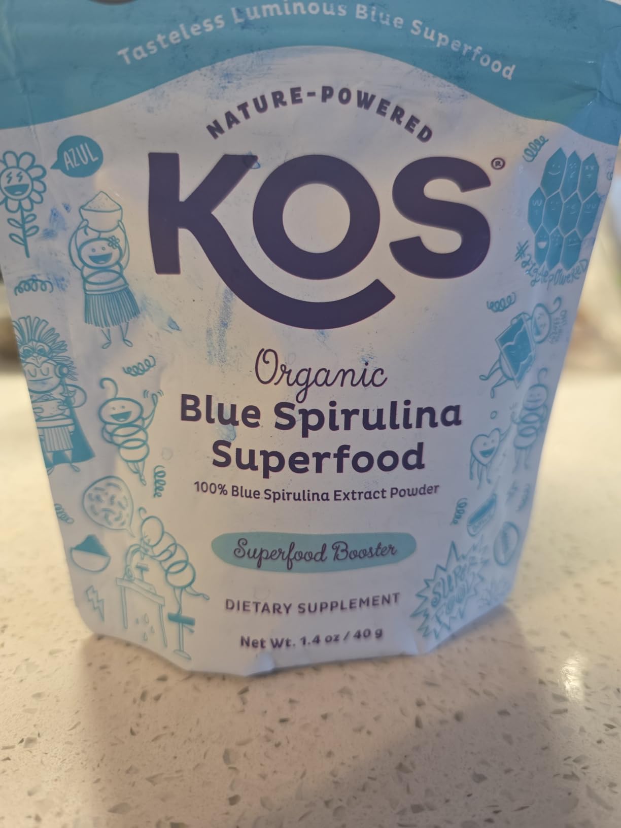 KOS Organic Spirulina Powder - USDA Certified Organic, 109 Servings of Superfood Powder for Smoothies & Juices, Non-Irradiated Blue Green Algae, Plant Based with Antioxidants, Vegan (13.5oz) customer photo 1