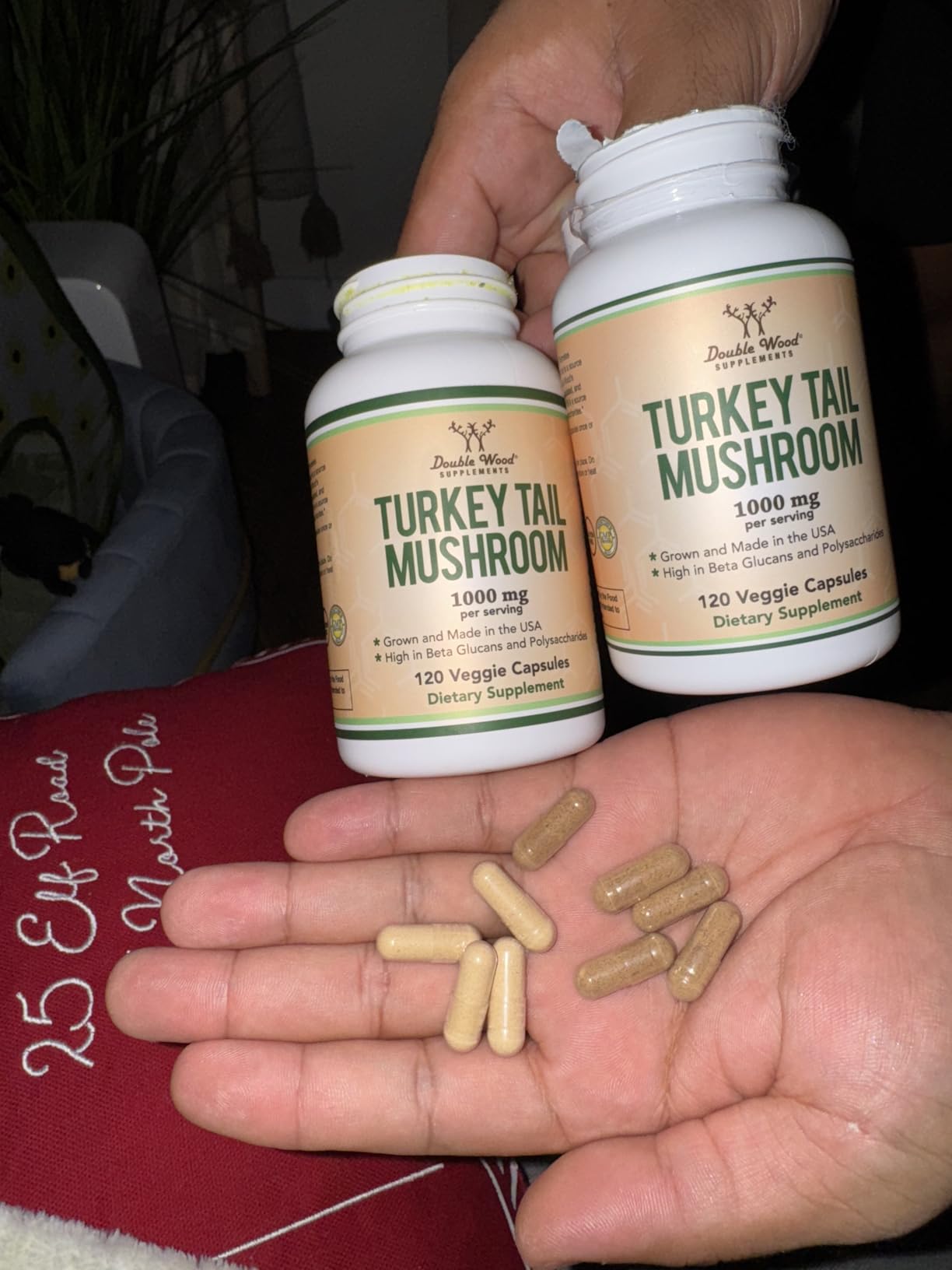 Turkey Tail Mushroom Supplement (120 Capsules - 2 Month Supply) (Coriolus Versicolor) Comprehensive Immune System Support, Non-GMO, Gluten Free, Grown and Encapsulated in The USA by Double Wood customer photo 1