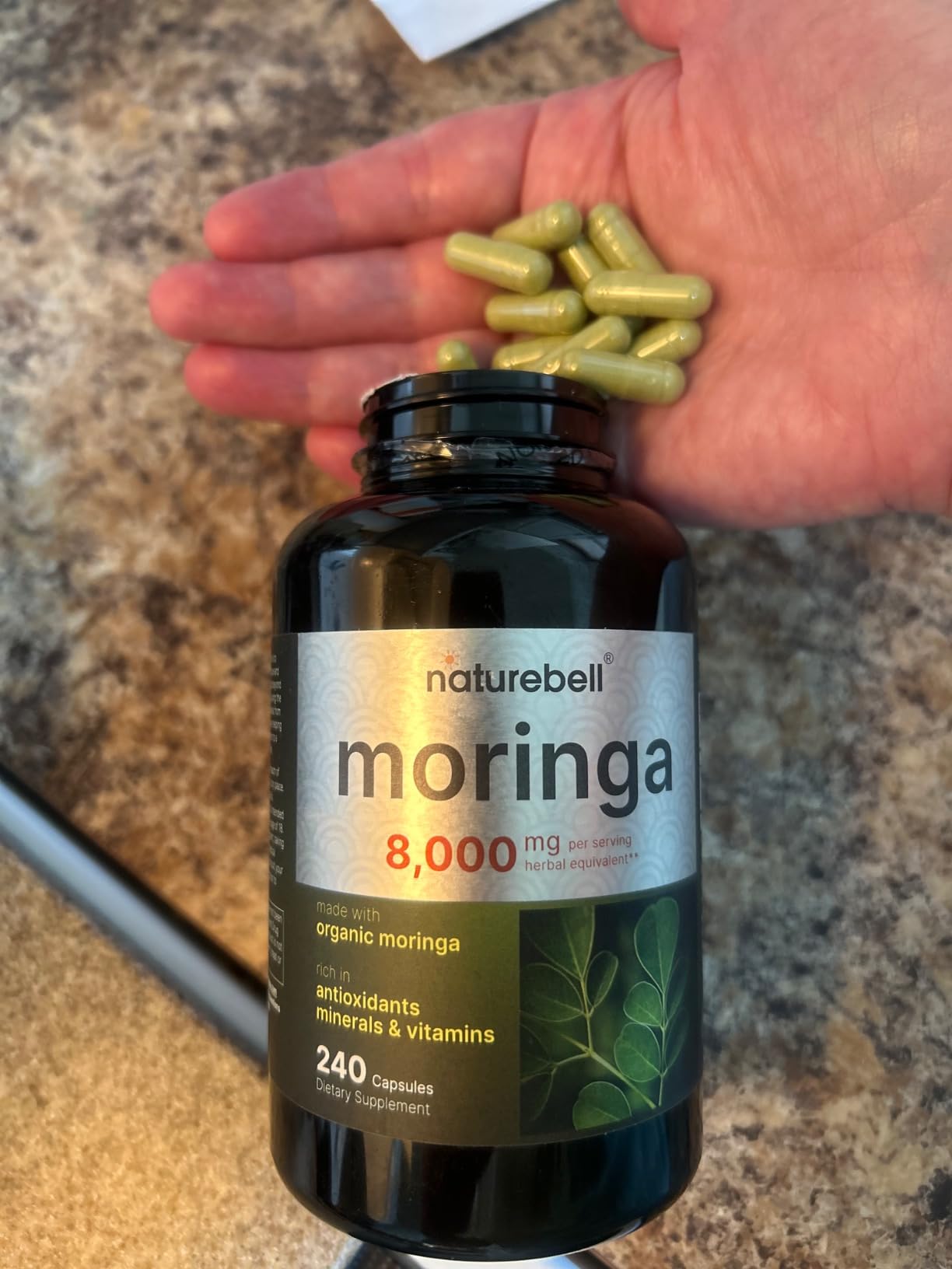 NatureBell Moringa 8,000mg Per Serving - 240 Capsules - Organic Moringa for Daily Immune, Energy & Skin Health Support* - Green Superfood - 3rd Party Tested, Non-GMO & Gluten-Free customer photo 1