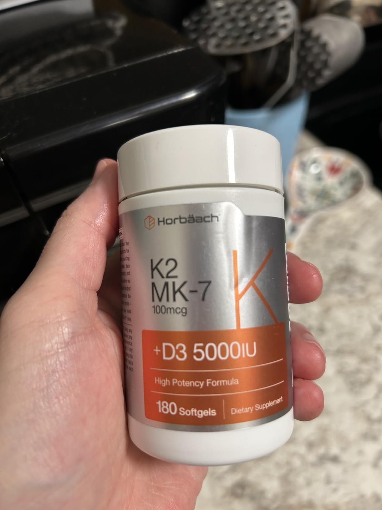 Horbaach Vitamin D3 K2 5000 iu | 100mcg MK-7 Complex | 180 Softgels | Non-GMO & Gluten Free Supplement customer photo 1