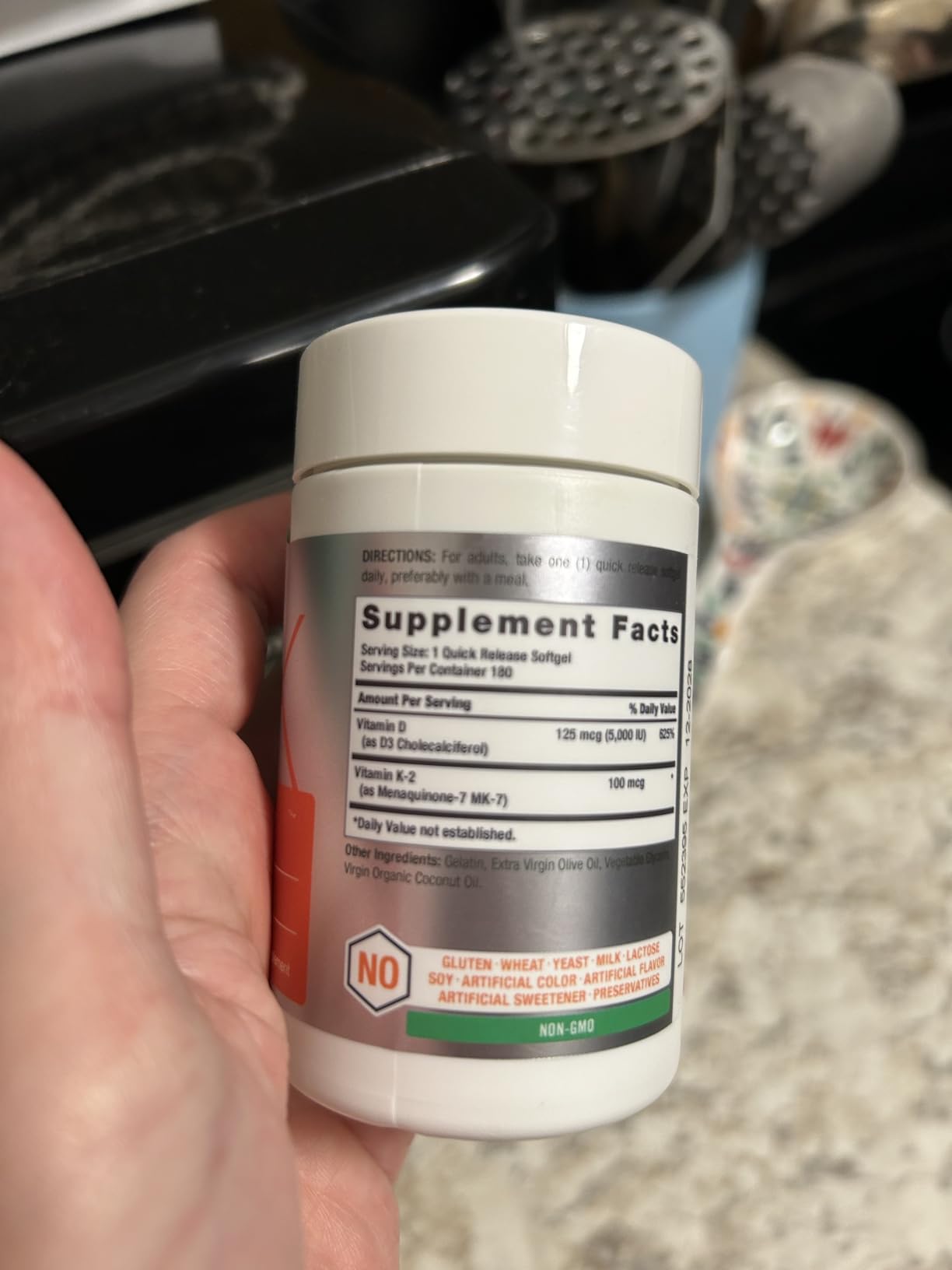 Horbaach Vitamin D3 K2 5000 iu | 100mcg MK-7 Complex | 180 Softgels | Non-GMO & Gluten Free Supplement customer photo 2