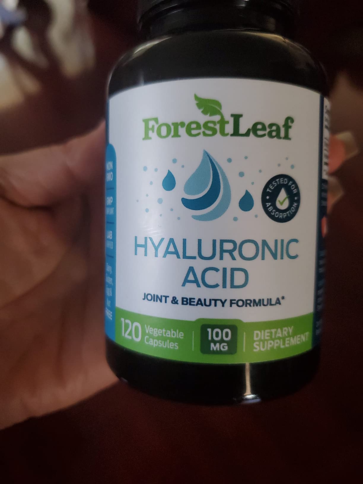ForestLeaf Hyaluronic Acid Supplements | 100mg High Bioavailable Dietary Hyaluronic Acid Powder Capsules + 50mg VIT C | Supports Skin Hydration, Joint Lubrication, Anti-Aging, Hair & Nails | 120 Caps customer photo 1