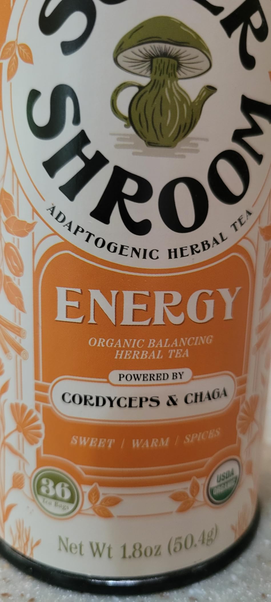 The Republic of Tea SuperShroom Energy Cordyceps and Chaga Herbal Tea, Organic Cinnamon, Ginger and Chicory Blend, Caffeine Free, Unbleached Tea Bags in Reusable Tin, 36 Count customer photo 2