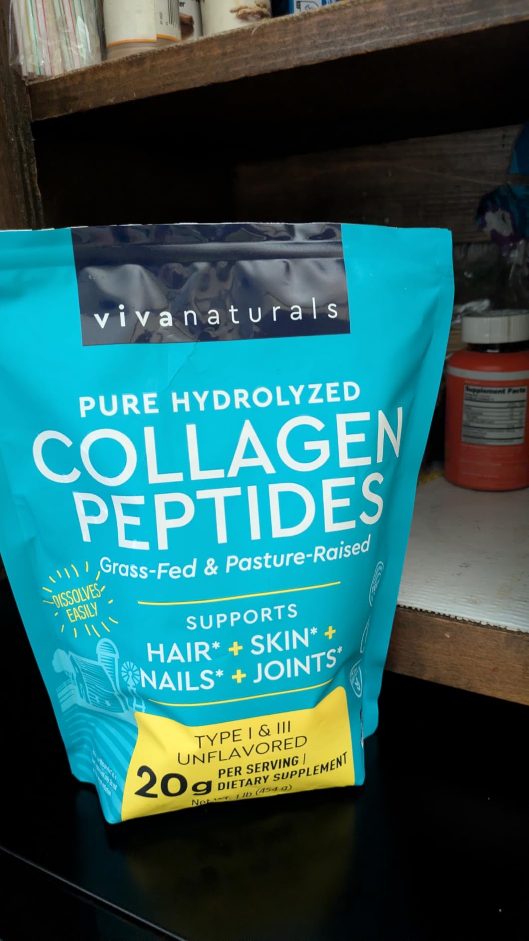 Viva Naturals Collagen Peptides Powder - Grass-Fed Hydrolyzed Bovine, Type I & III - 19 g Protein, Unflavored, Easy Dissolving - Joint, Skin, Hair & Nail Support - Paleo, Keto, Non-GMO - 1lb customer photo 2