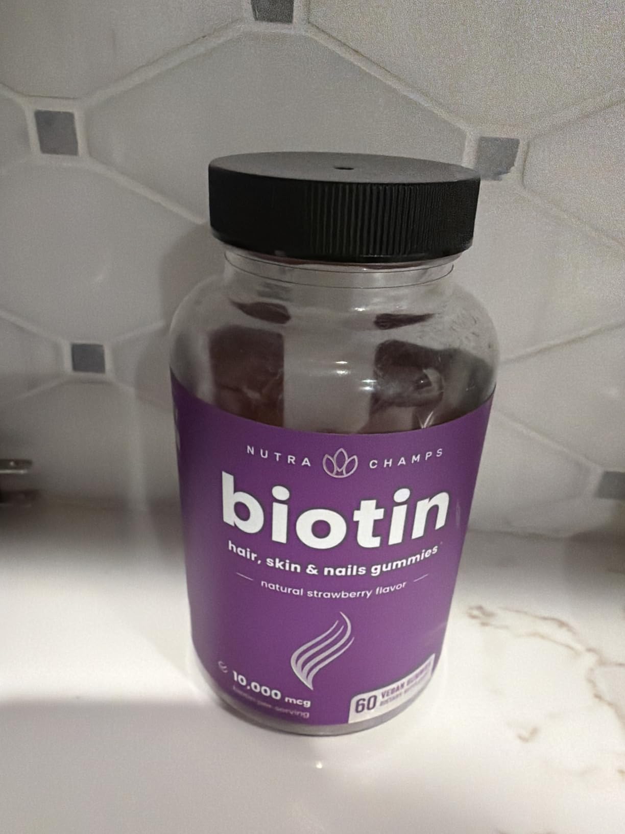 NutraChamps Biotin Gummies 10000mcg [High Potency] for Healthy Hair, Skin & Nails Vitamins for Women, Men & Kids - 5000mcg in Each Hair Vitamins Gummy - Vegan, Non-GMO customer photo 1