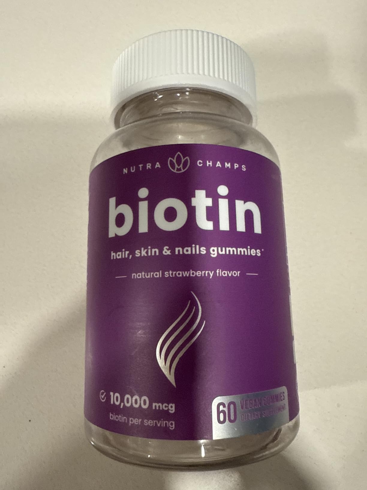 NutraChamps Biotin Gummies 10000mcg [High Potency] for Healthy Hair, Skin & Nails Vitamins for Women, Men & Kids - 5000mcg in Each Hair Vitamins Gummy - Vegan, Non-GMO customer photo 2
