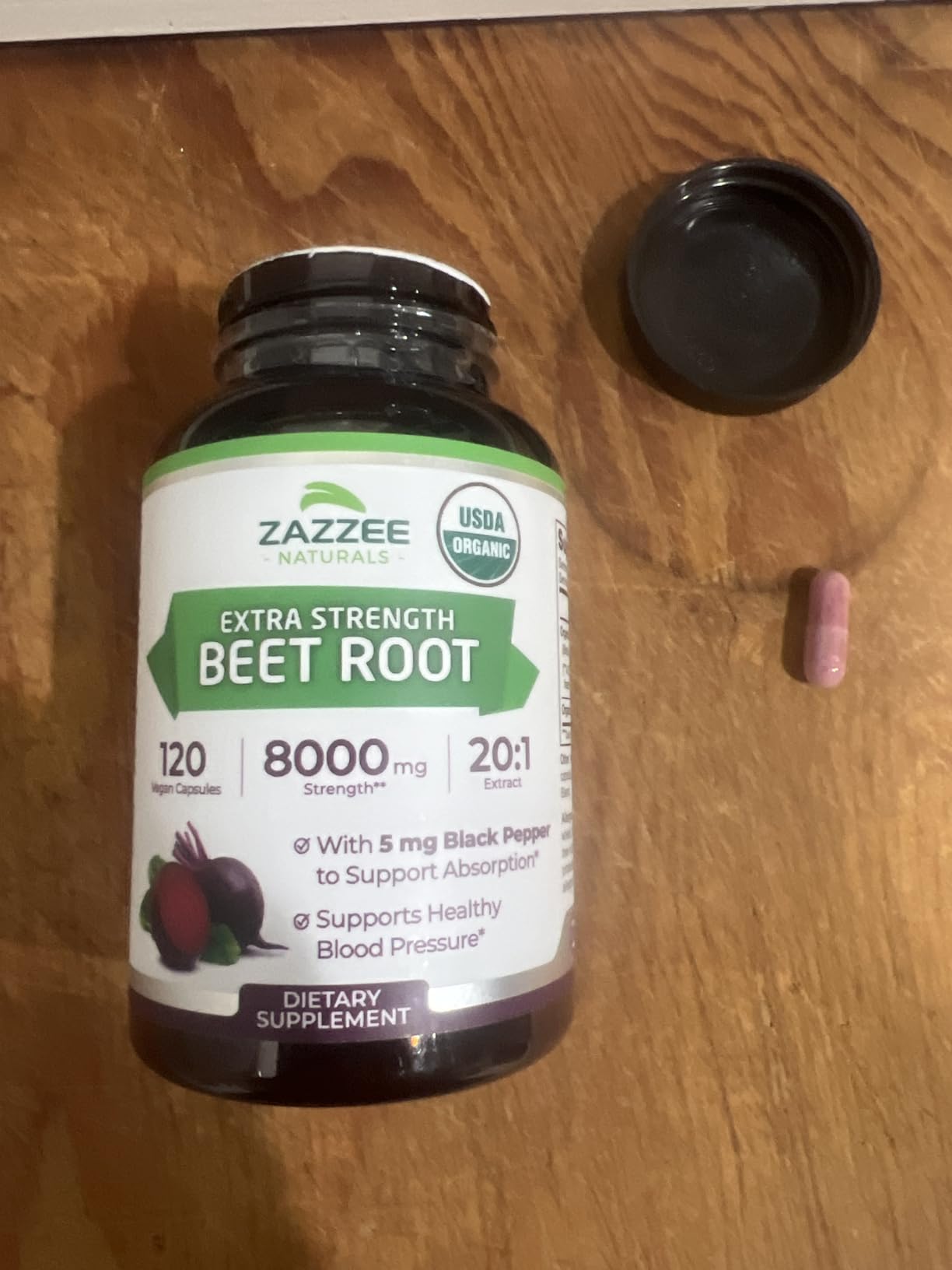 Zazzee USDA Organic Beet Root 20:1 Extract, 120 Vegan Quick Release Capsules, 4 Month Supply, Nitric Oxide Support, Black Pepper Extract for Enhanced Absorption, Certified Kosher, Non-GMO, Made in USA customer photo 2