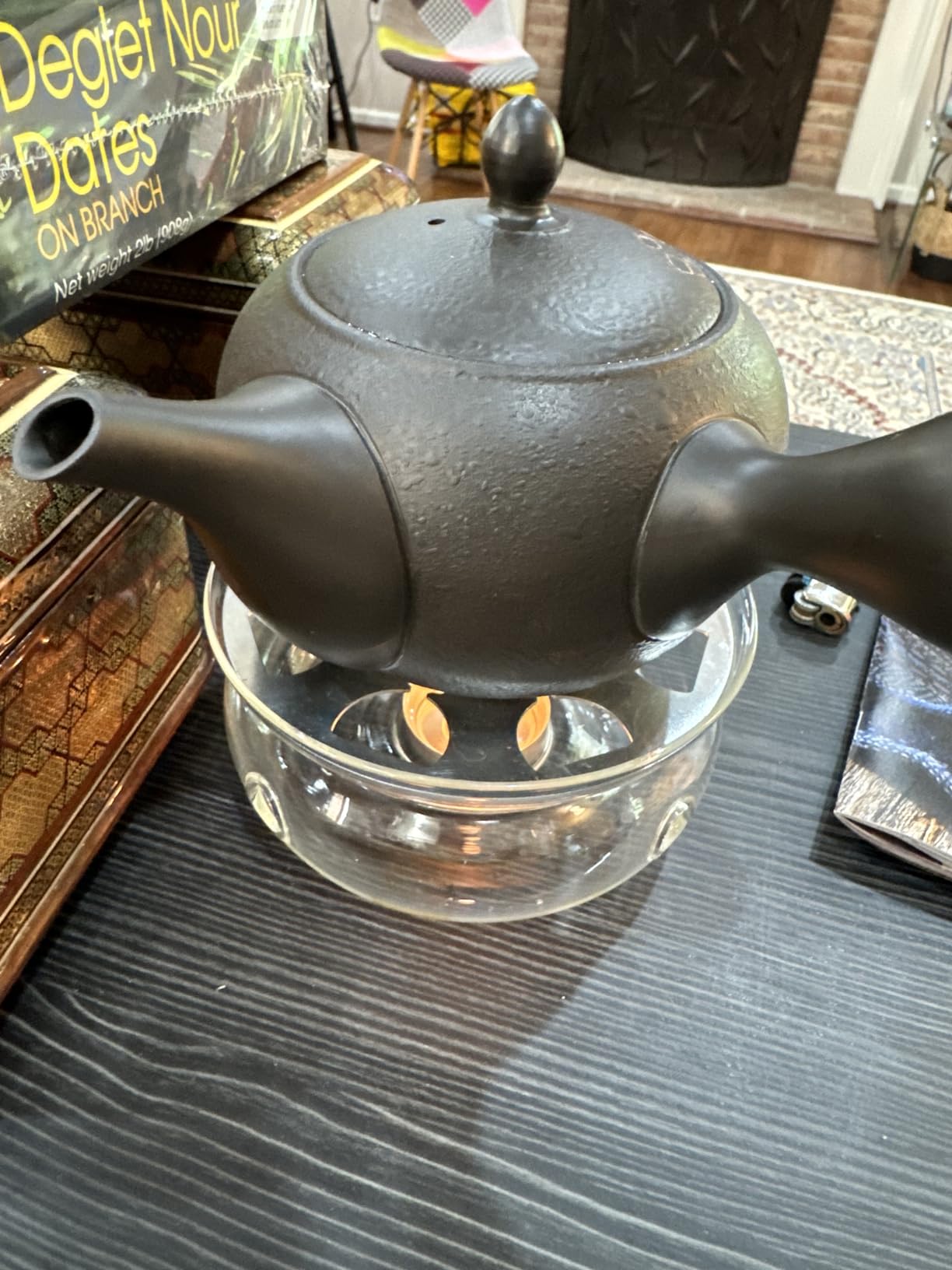 Yamakiikai Japanese Large Kyusu Tokoname Handmade Clay Teapot 15.6 Fluid Ounces Shunjuu Scarlet Crest Pattern Black L339 customer photo 2