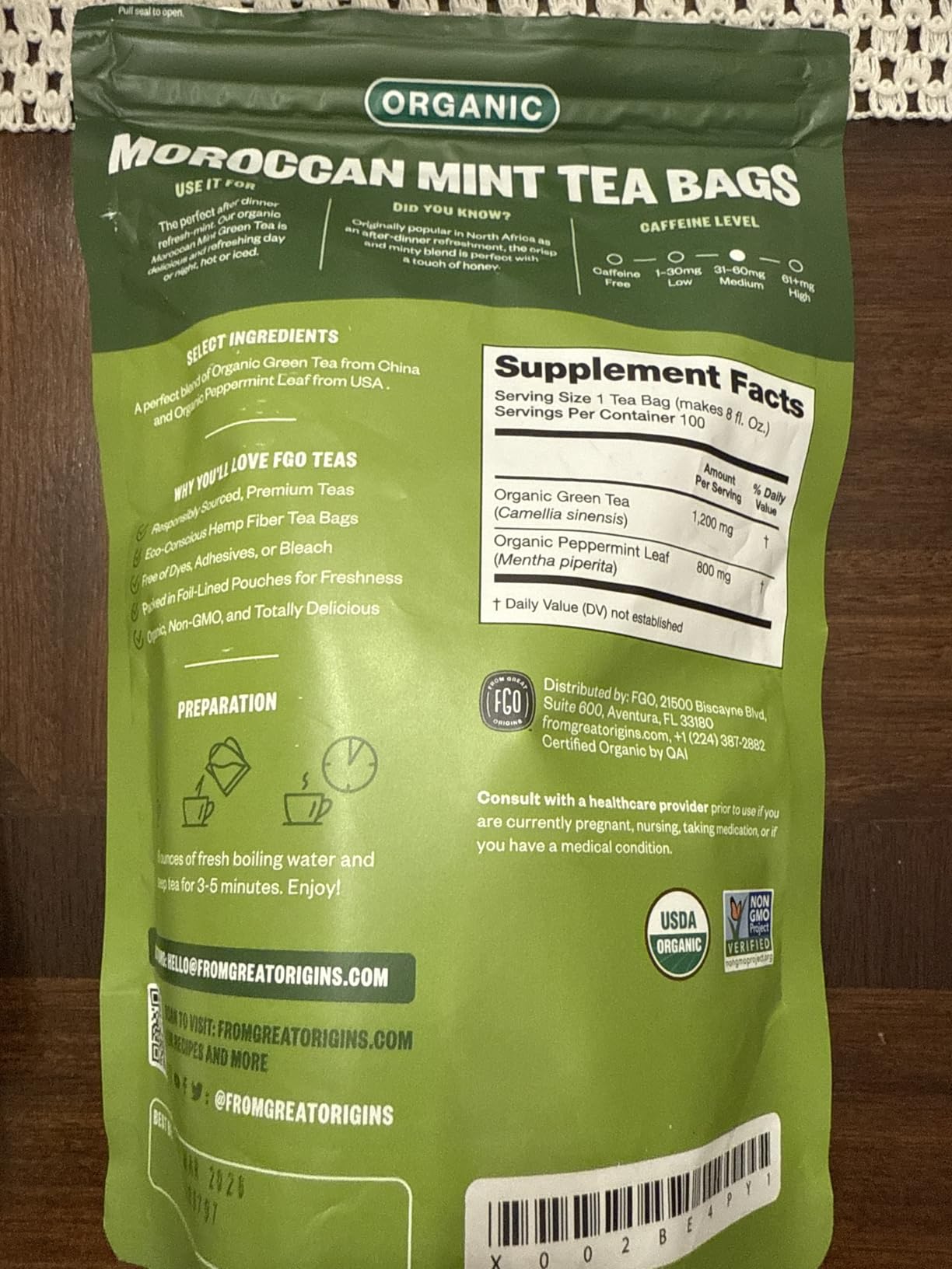 FGO Organic Ginger Tea, 100 Count, Eco-Conscious Tea Bags customer photo 2