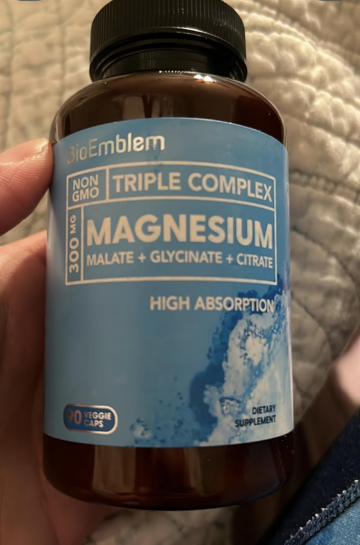 BioEmblem Triple Magnesium Complex | 300mg Magnesium Glycinate, Malate & Citrate | High Absorption Chelated Formula | Vegan, Non-GMO, Gluten-Free | 90 Capsules customer photo 2