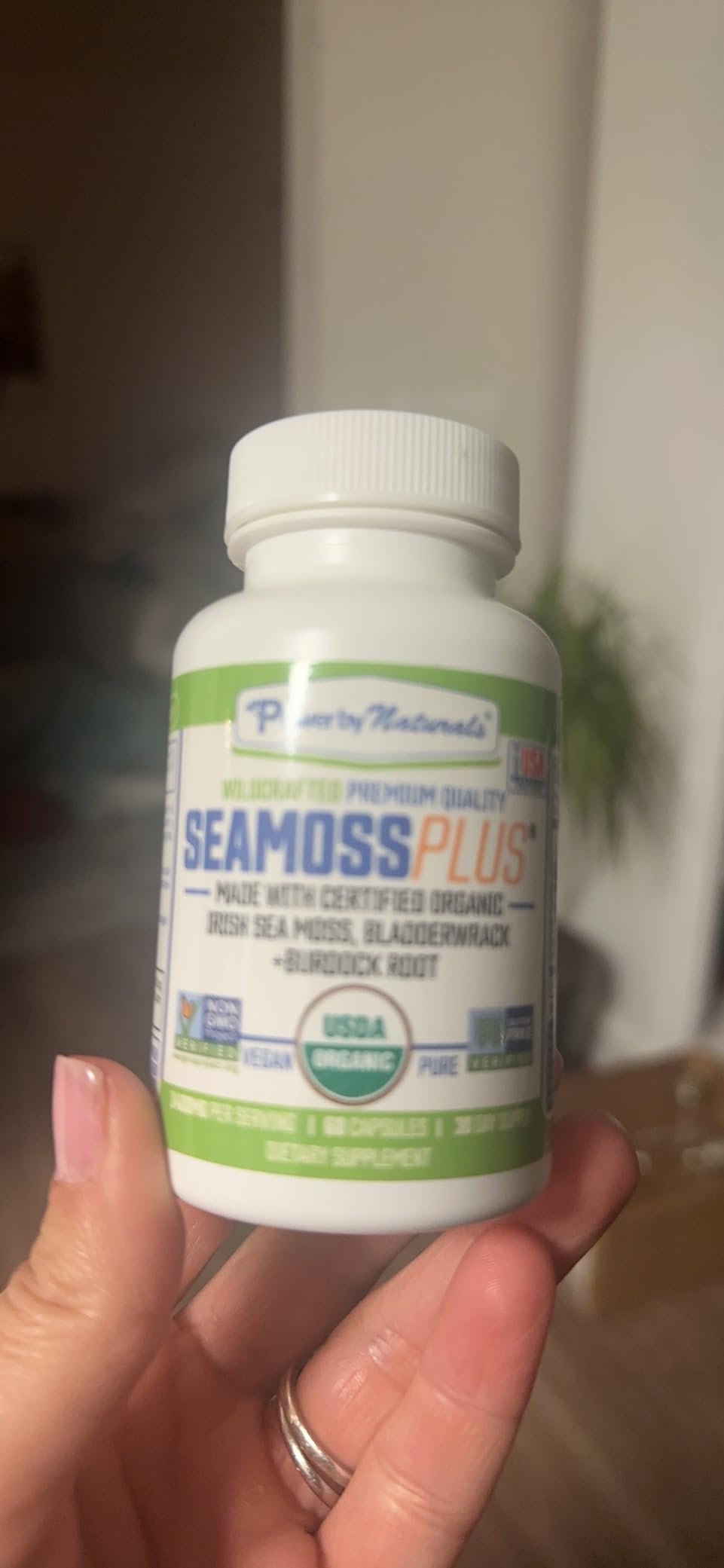 Power By Naturals Sea Moss Plus - USDA Organic Irish Sea Moss Capsules with Bladderwrack & Burdock Root - Immune Support for Adults - Vegan, Non-GMO, Gluten-Free - 60 Capsules (1-Month Supply) customer photo 2