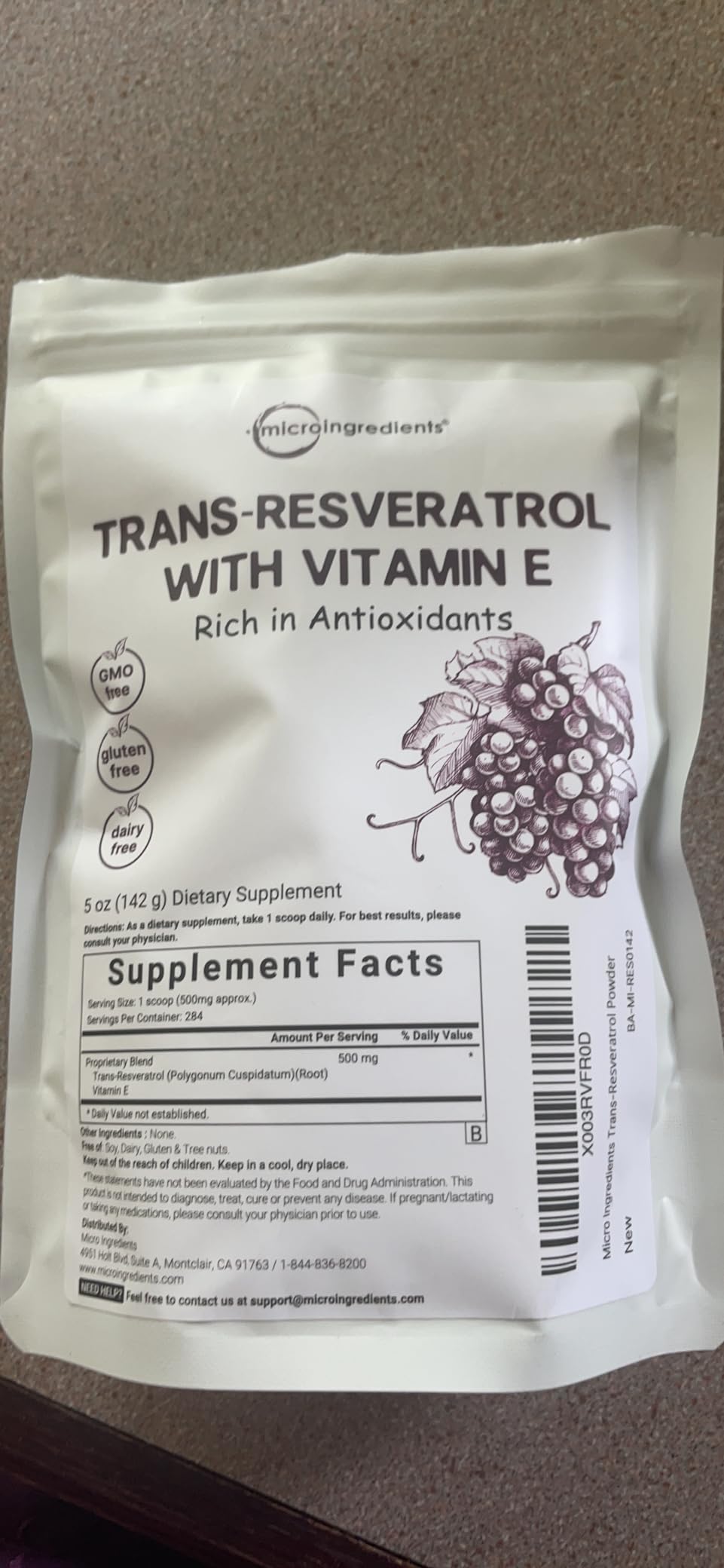 Pure Trans-Resveratrol Powder with Vitamin E, 5 Ounce, 2 in 1 Formula, Micronized Powder for Better Absorption, Premium Resveratrol Supplement, Super Antioxidant customer photo 2