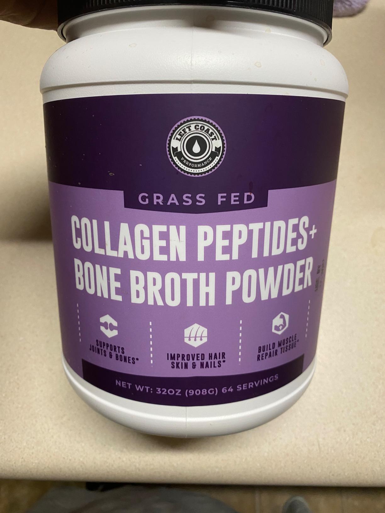 Left Coast Performance Collagen Bone Broth Powder 2lb, Bone Broth with Grass Fed Collagen Peptides. Unflavoured, Grass Fed, Hydrolyzed Beef, Zero Carb, Dairy Free Protein Powder. 64 Servings customer photo 1