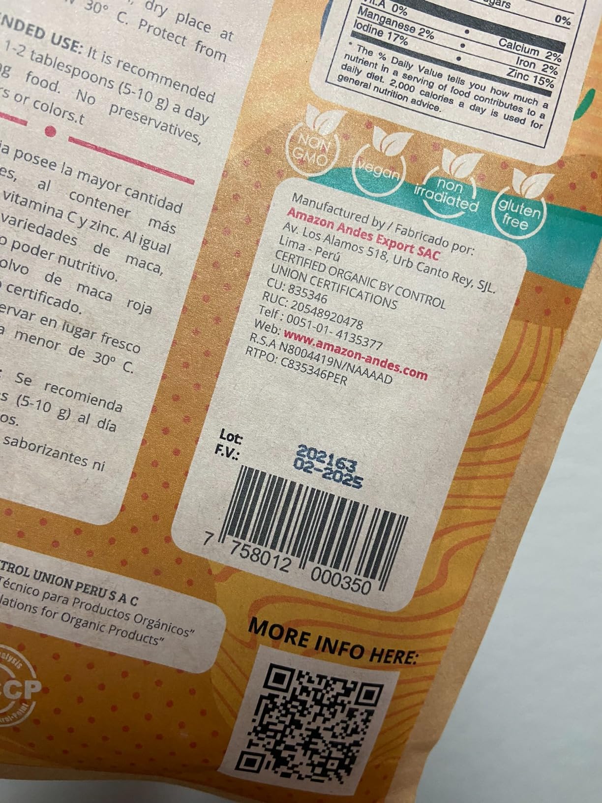 Amazon Andes Organic Red Maca Root Powder 8oz 227g - Maca Roja from Junin Peru - Gelatinized Starch-Free - USDA Organic Lepidium Meyenii - Raw Peruvian Superfood Andes Non-GMO Vegan customer photo 1