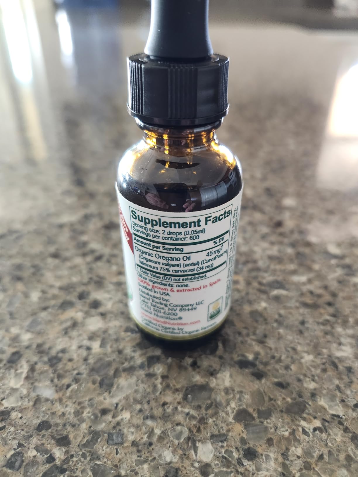 Island Nutrition, Oregano Oil Organic Liquid Drops - 100% Pure & Undiluted - USDA-Certified Organic (1 oz) 75% Carvacrol - Grown in Spain - Immune Support Supplement with Oil of Oregano customer photo 2