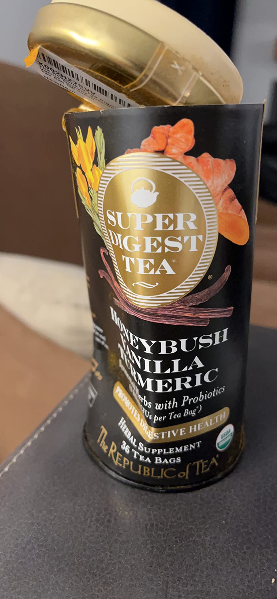 The Republic of Tea Organic Honeybush Vanilla Turmeric SuperDigest Tea | Probiotic Tea Bag (36 count) customer photo 2