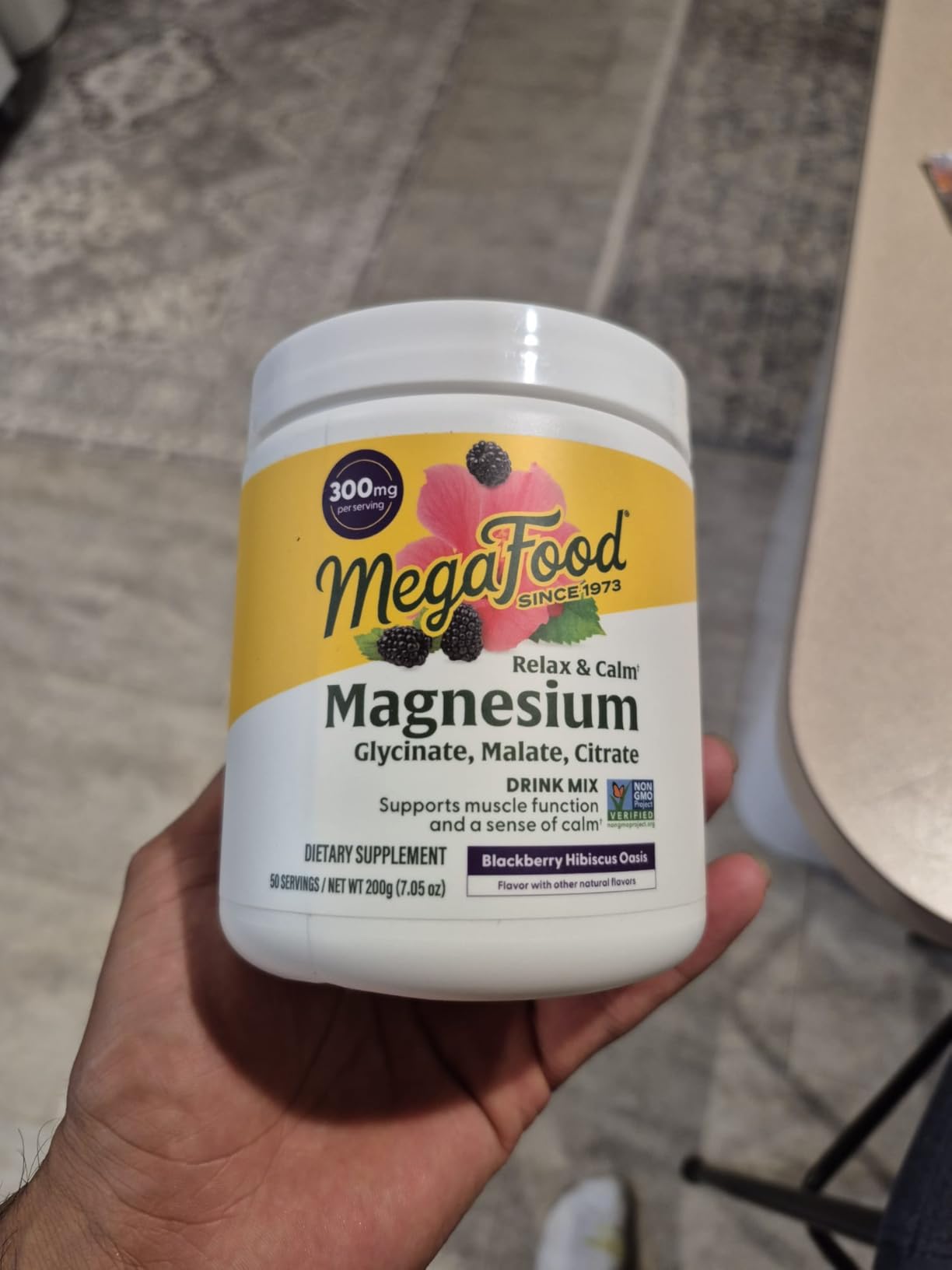 MegaFood Relax + Calm Magnesium Powder - Highly Absorbable Magnesium Glycinate, Citrate & Malate - Without 9 Food Allergens - BlackBerry Hibiscus Oasis - 7.05 Oz (50 Servings) customer photo 1