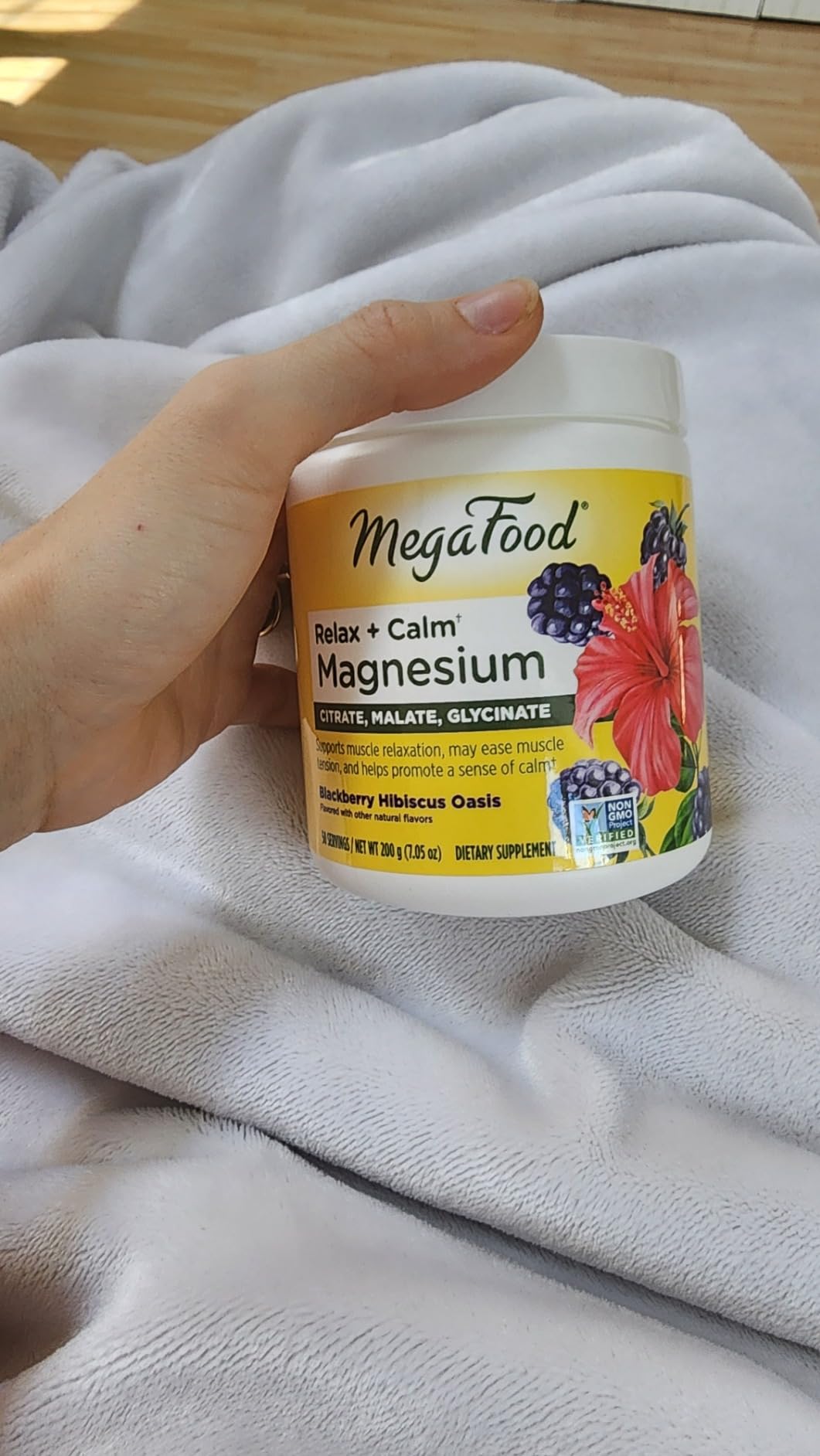 MegaFood Relax + Calm Magnesium Powder - Highly Absorbable Magnesium Glycinate, Citrate & Malate - Without 9 Food Allergens - BlackBerry Hibiscus Oasis - 7.05 Oz (50 Servings) customer photo 2