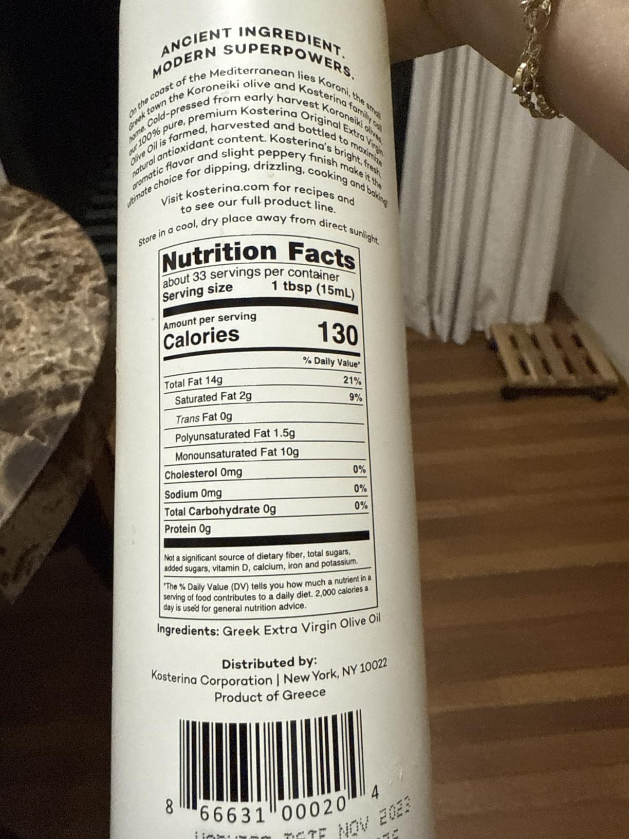 Kosterina Original Extra Virgin Olive Oil | Polyphenol Rich Greek Olive Oil, Cold-Pressed EVOO, Early Harvest Koroneiki Olives | High Antioxidant Natural Superfood | Harvested in Greece (16.9 oz) customer photo 1