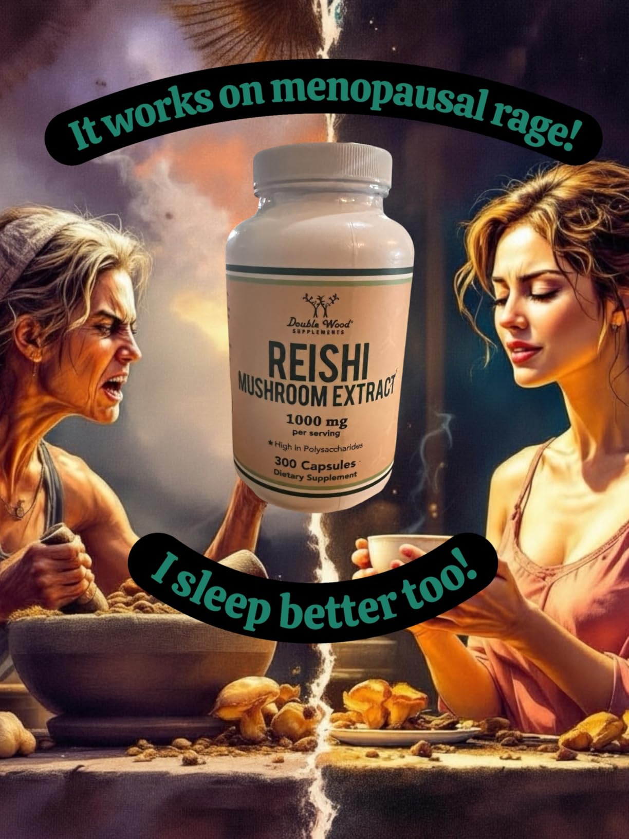 Reishi Mushroom Capsules (4:1 Ganoderma Extract, 1,000mg Red Reishi Powder per Serving) 300 Count, 5 Month Supply, Potent Mushroom Supplement for Immune System Support and Defense by Double Wood customer photo 2