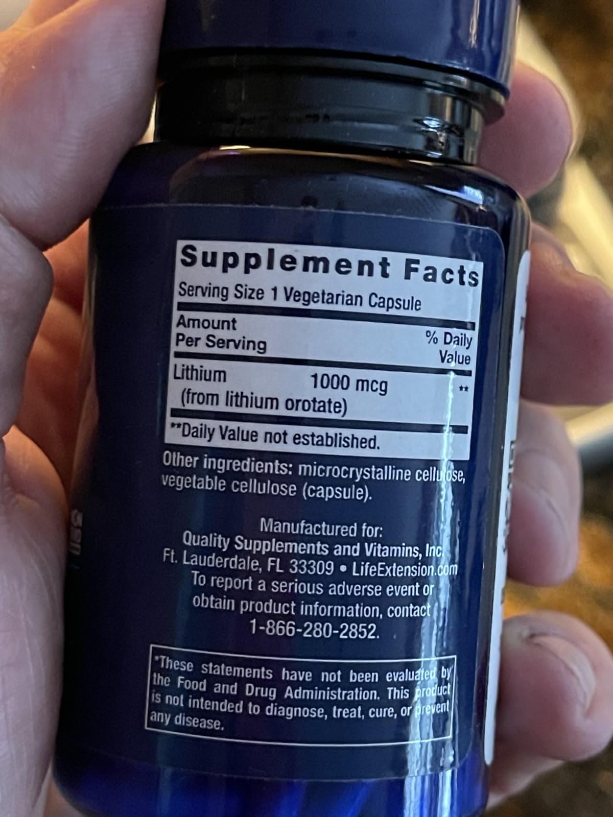 Life Extension Lithium, 1000 mcg - Lithium Orotate - Helps Maintain Cognitive Function & Memory - Low-Dose Formula - Non-GMO, Gluten-Free, Vegetarian - 100 Capsules customer photo 1