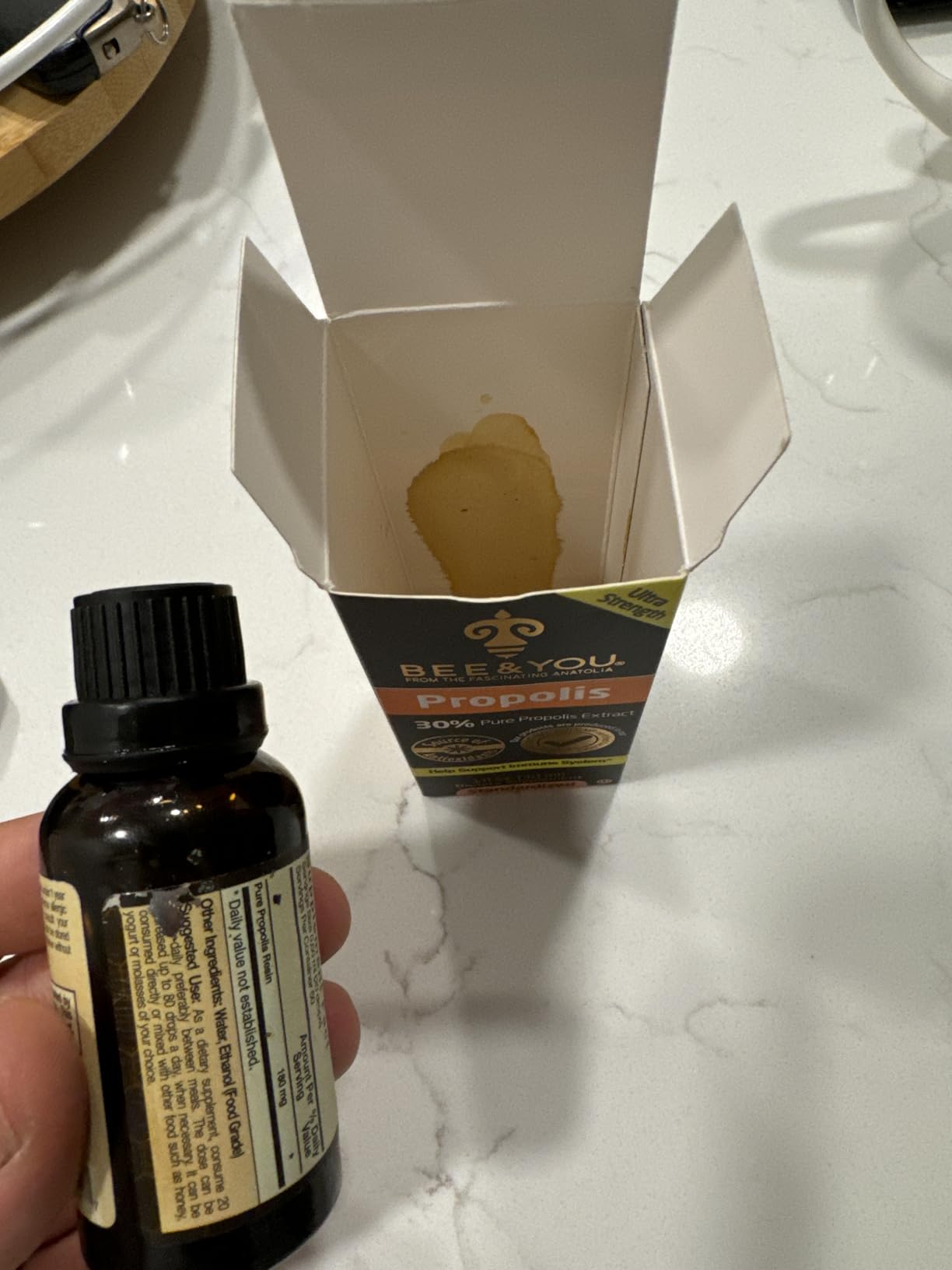 Bee and You Propolis Liquid Extract Drops, 30% Propolis, Ultra Pure, Immune Support Supplement, Sore Throat, Allergy Relief, Respiratory, Antioxidants, Keto, Paleo, Gluten-Free, 1 Fl Oz customer photo 1