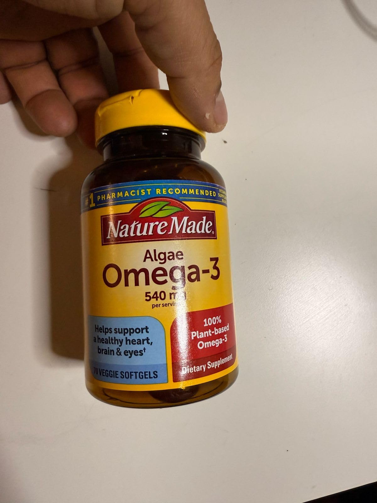 Nature Made Algae Oil Omega 3 Supplement 540mg, Omega 3 Fish Oil Alternative, 70 Veggie Softgels, Sustainable, Plant-Based, for Healthy Heart, Brain, and Eye Support, 70 Softgels customer photo 1