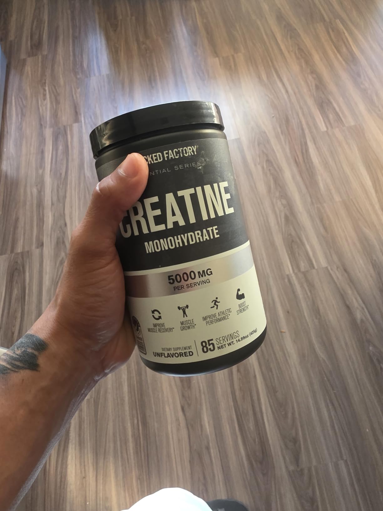 Jacked Factory Creatine Monohydrate Powder 425g - 5g Daily Creatine Supplement for Men and Women, Vegan-Friendly, Third-Party Tested - 85 Servings, Unflavored customer photo 2