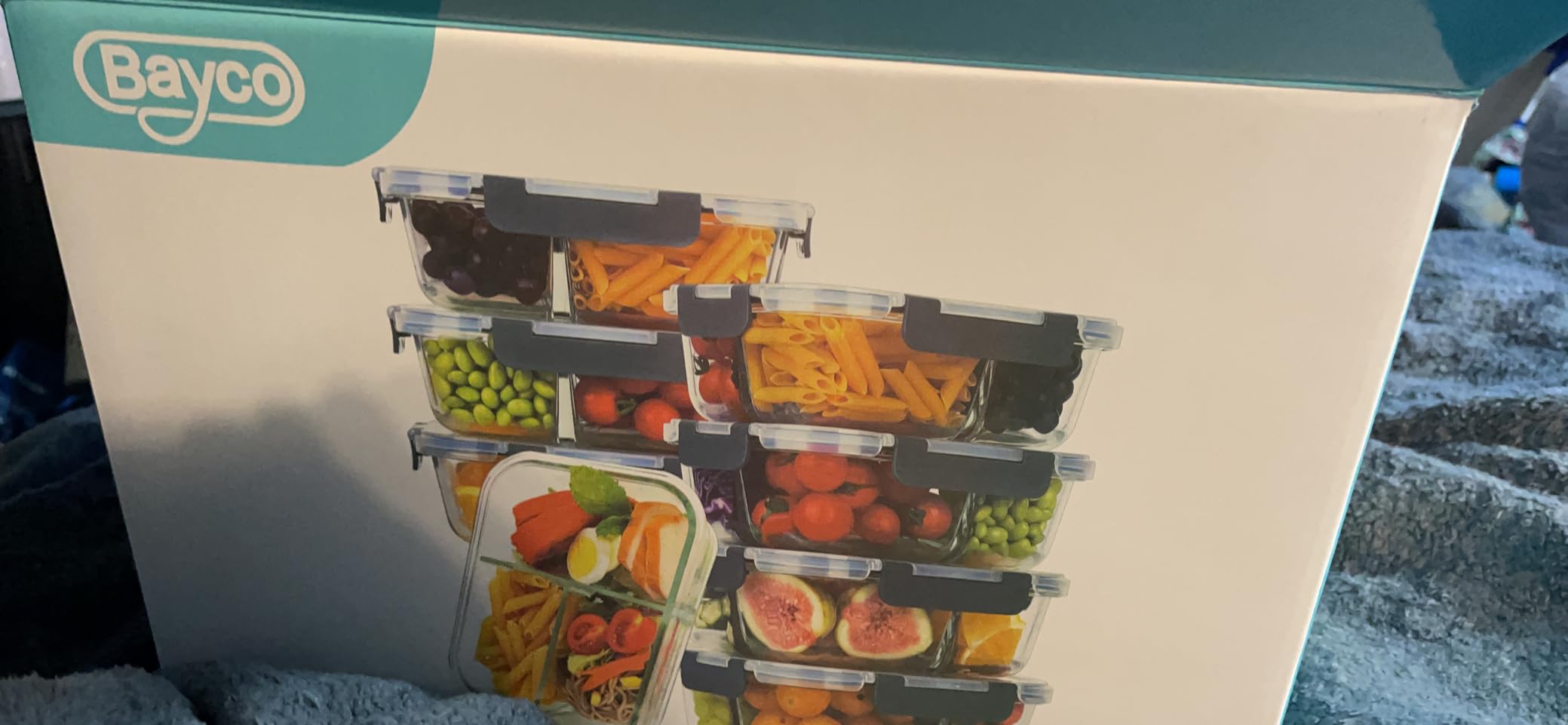 Bayco 8 Pack Glass Meal Prep Containers 3 Compartment, Glass Food Storage Containers with Lids, Airtight Lunch Bento Boxes, Leak Proof (8 lids & 8 Container) - Grey customer photo 2