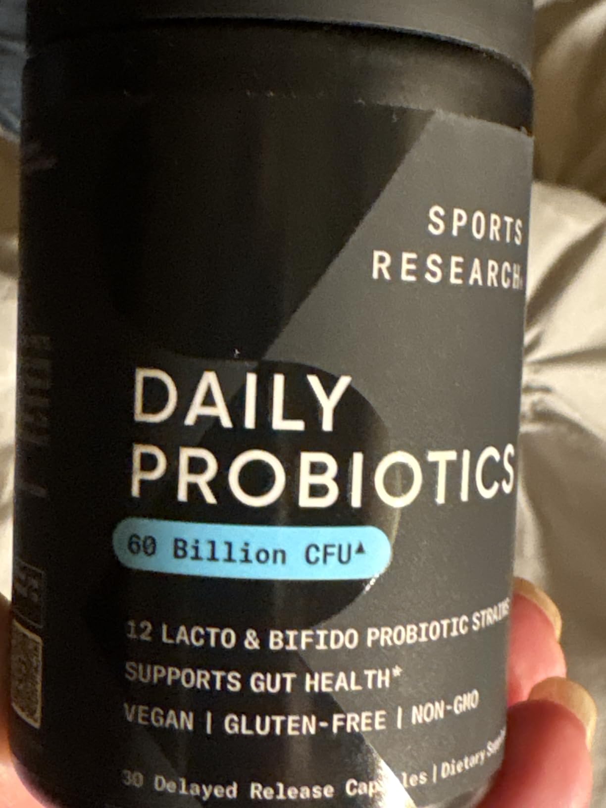 Sports Research Daily Probiotics with Prebiotics, 60 Billion CFU - Vegan Capsules for Gut Health & Digestive Support, Probiotics for Women & Men - Non-GMO Verified & Gluten Free - 30 Count customer photo 1
