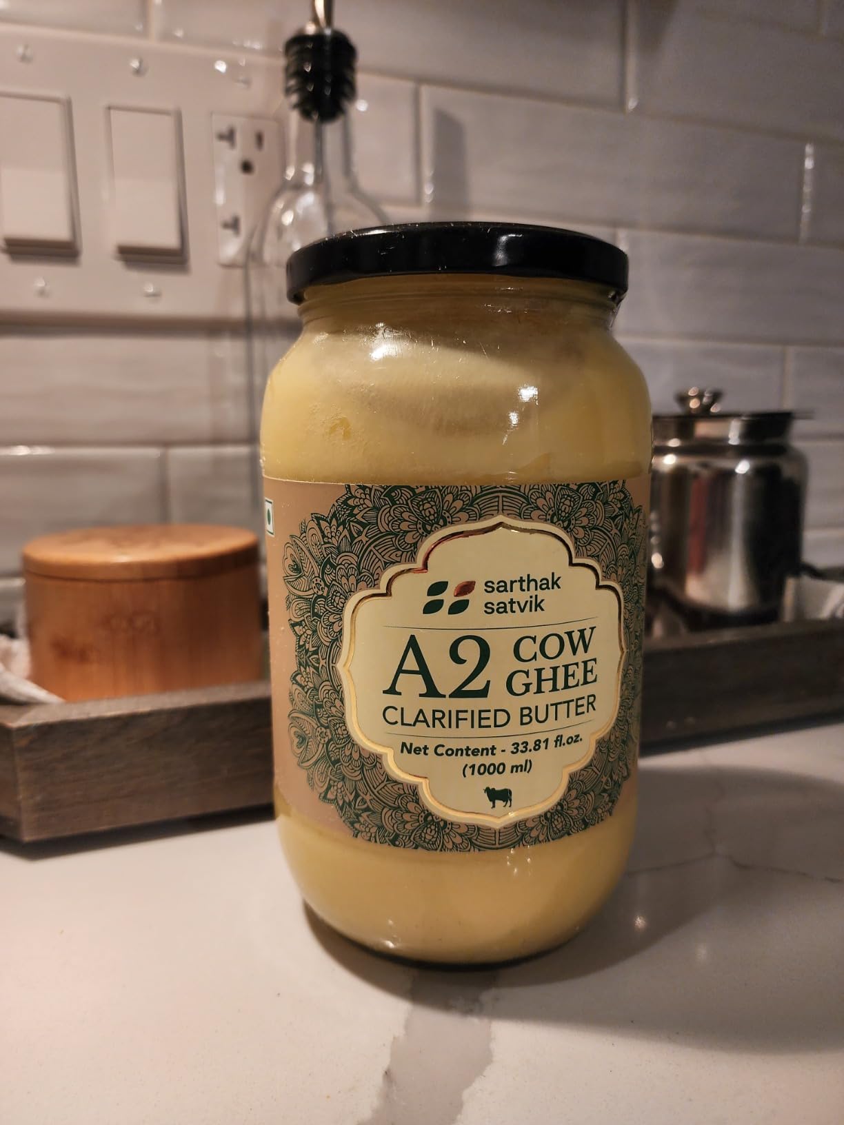 Sarthak Satvik A2 Cow's Ghee | Free Grazing Pure Desi Cow | Using Traditional Bilona Method | Helps in Building Bone Strength & Improves Stamina | Organic and Natural Immunity Booster - 33 Oz customer photo 2